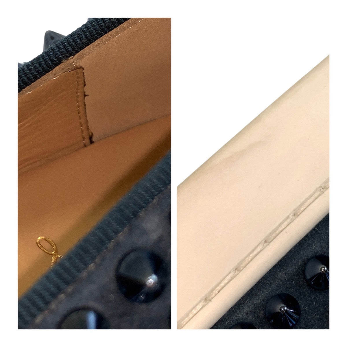 19593
Christian Louboutin クリスチャンルブタン スタッズ サイズ39 ネイビー ホワイト スウェード スリッポン スニーカー メンズ SA48