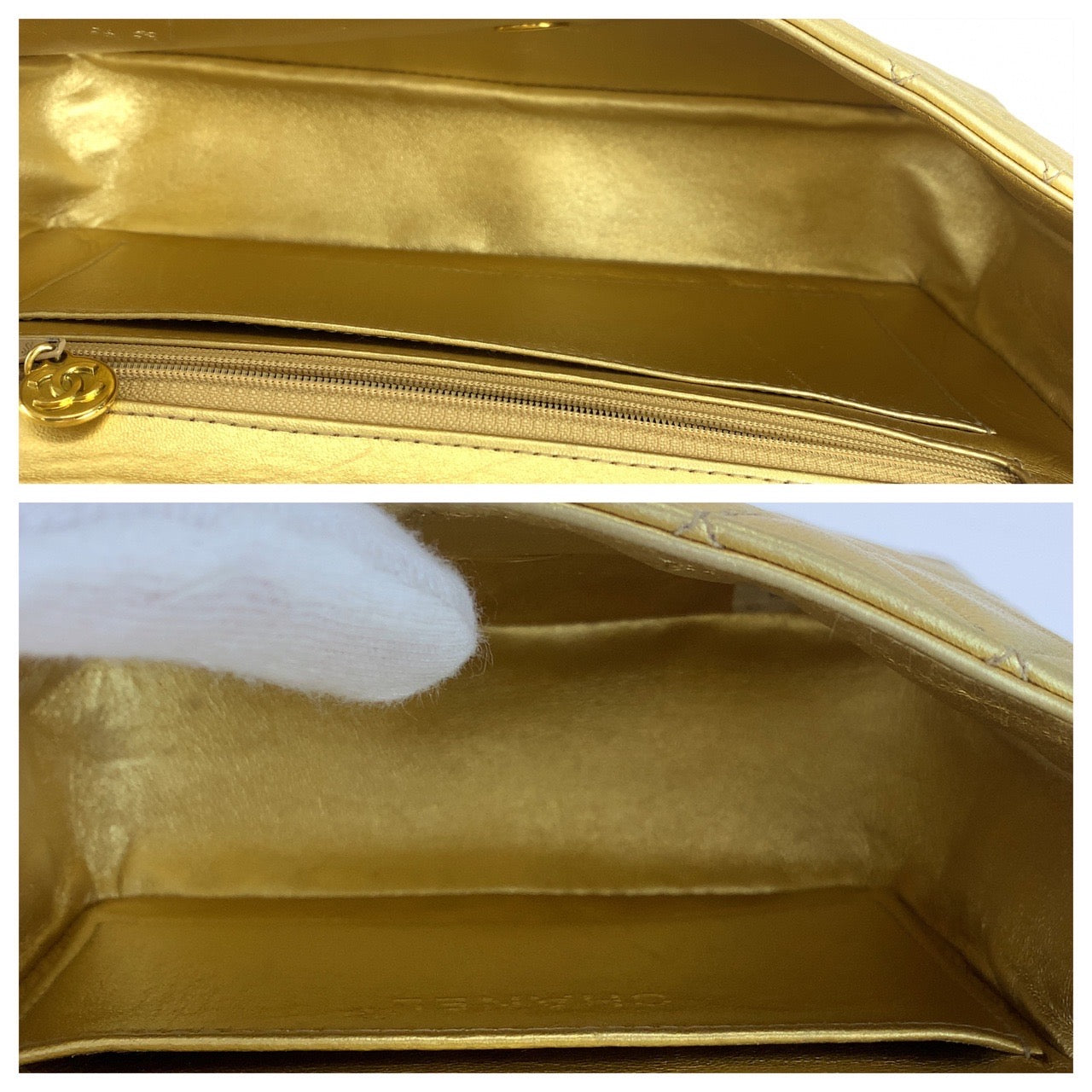 19606
CHANEL シャネル ヴィンテージ マトラッセ 親子バッグ ココマーク ターンロック カラビナ ゴールド ラムスキン ハンドバッグ バニティバッグ レディース ABP1300