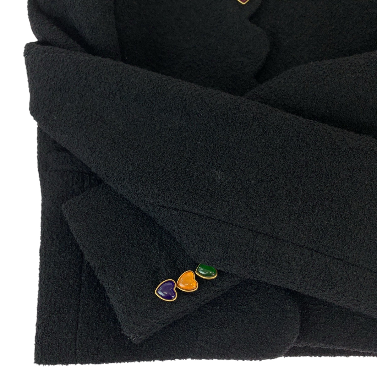 19616
SAINT LAURENT PARIS サンローランパリ ブークレツイード ラブハート クロップド サイズ34 ブラック 黒 マルチカラー ウール 686538 クロップドジャケット ノーカラージャケット レディース A180