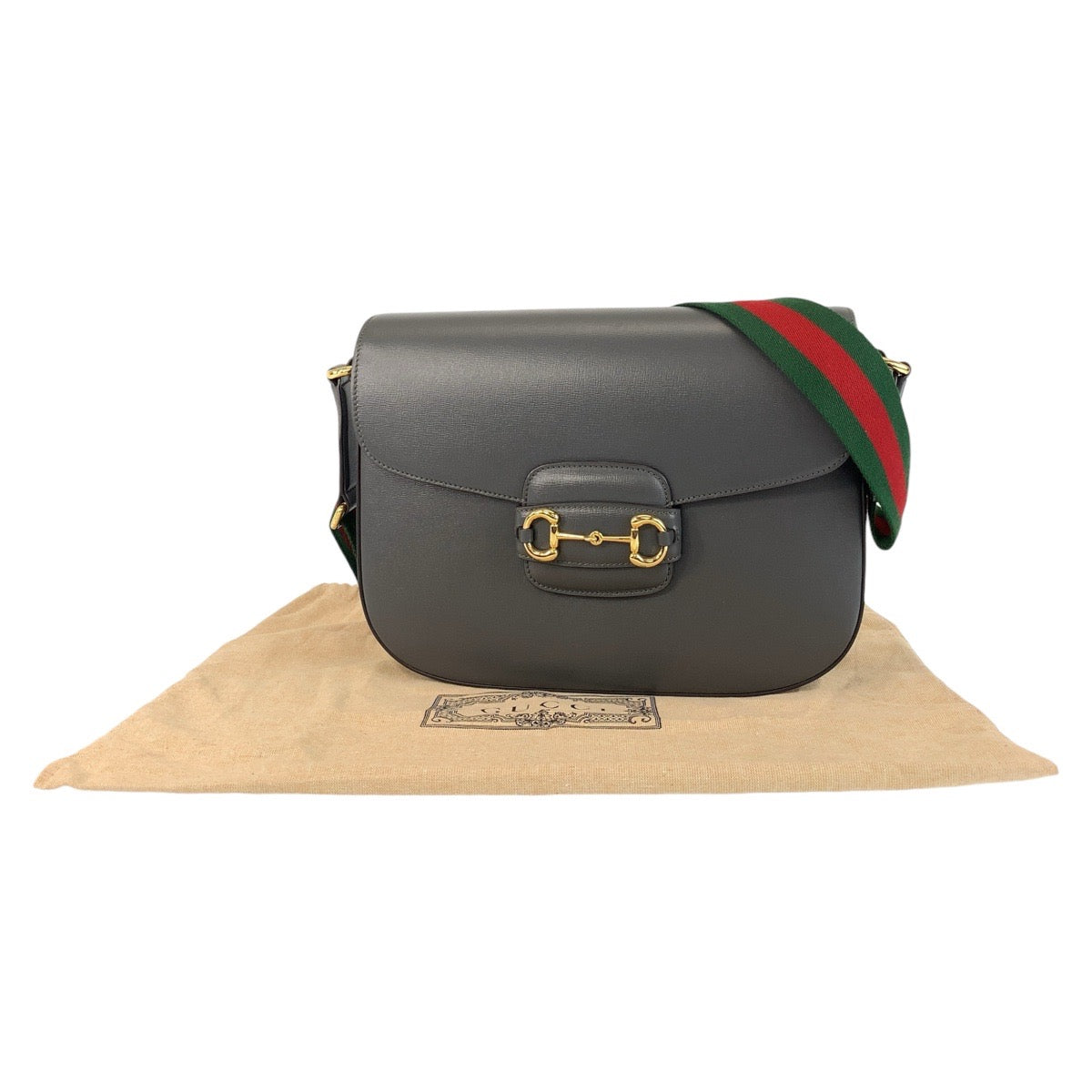 19617
GUCCI グッチ シェリーライン ホースビット 男女兼用 グレー ゴールド金具 レザー 700457 ショルダーバッグ ポシェット メンズ SA165