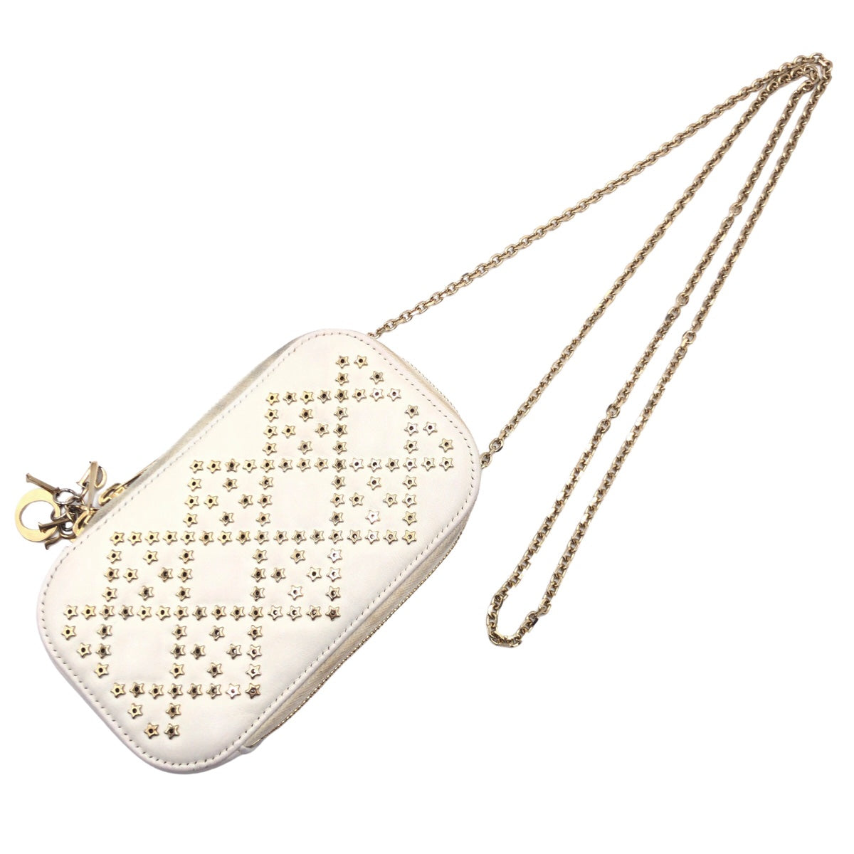 19631
Dior ディオール レディディオール ホワイト ゴールド金具 レザー S0872BNHB ショルダーバッグ フォンポーチ フォンケース レディース AB70