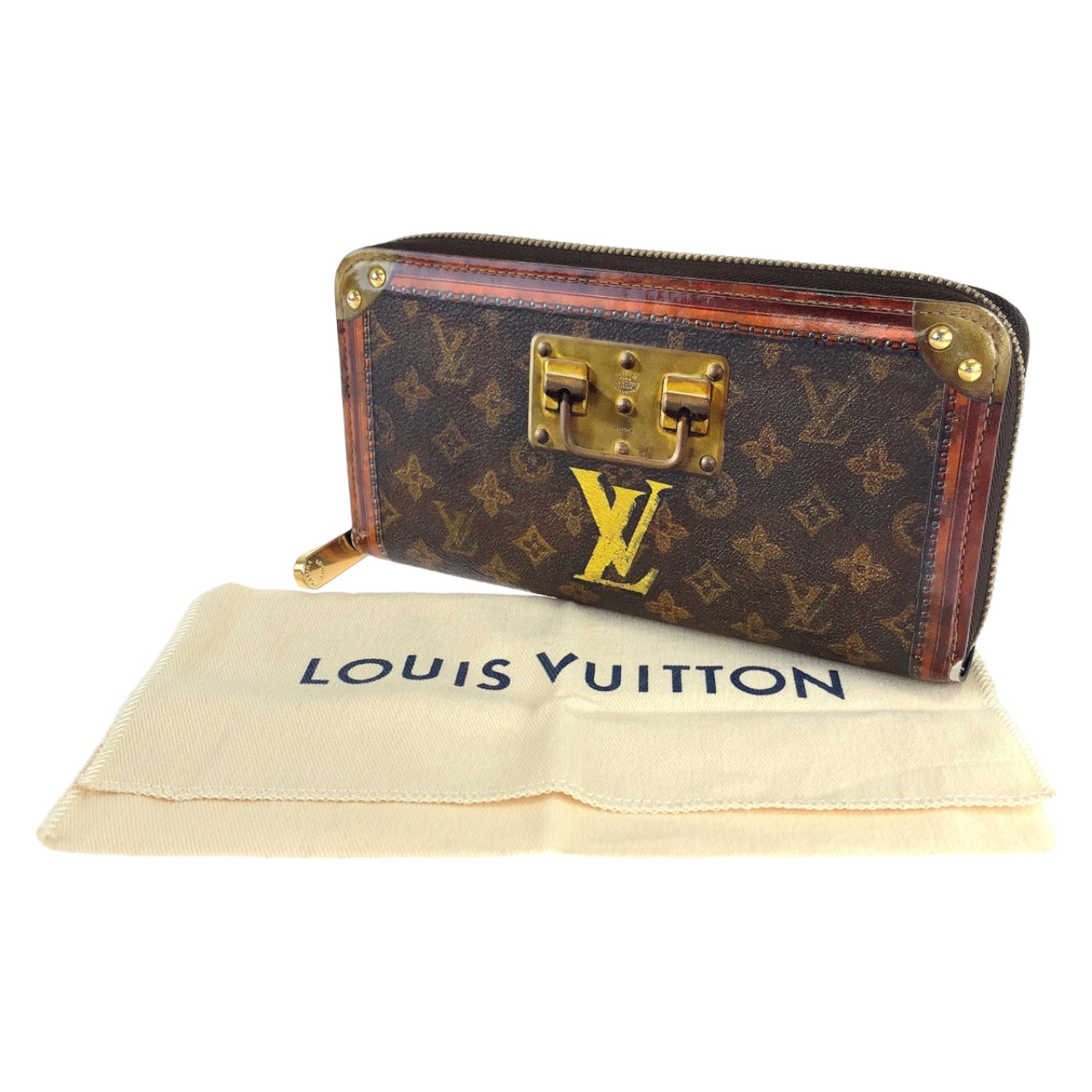 19643
LOUIS VUITTON ルイヴィトン モノグラム トランクタイム ジッピーウォレット 男女兼用 ブラウン ゴールド金具 モノグラムキャンバス M52746 長財布 ラウンドファスナー レディース AB60