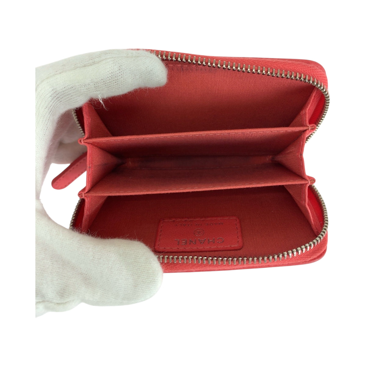 19652
CHANEL シャネル マトラッセ ココマーク レッド ピンク シルバー金具 ラムスキン コンパクトウォレット コインケース フラグメントケース レディース A