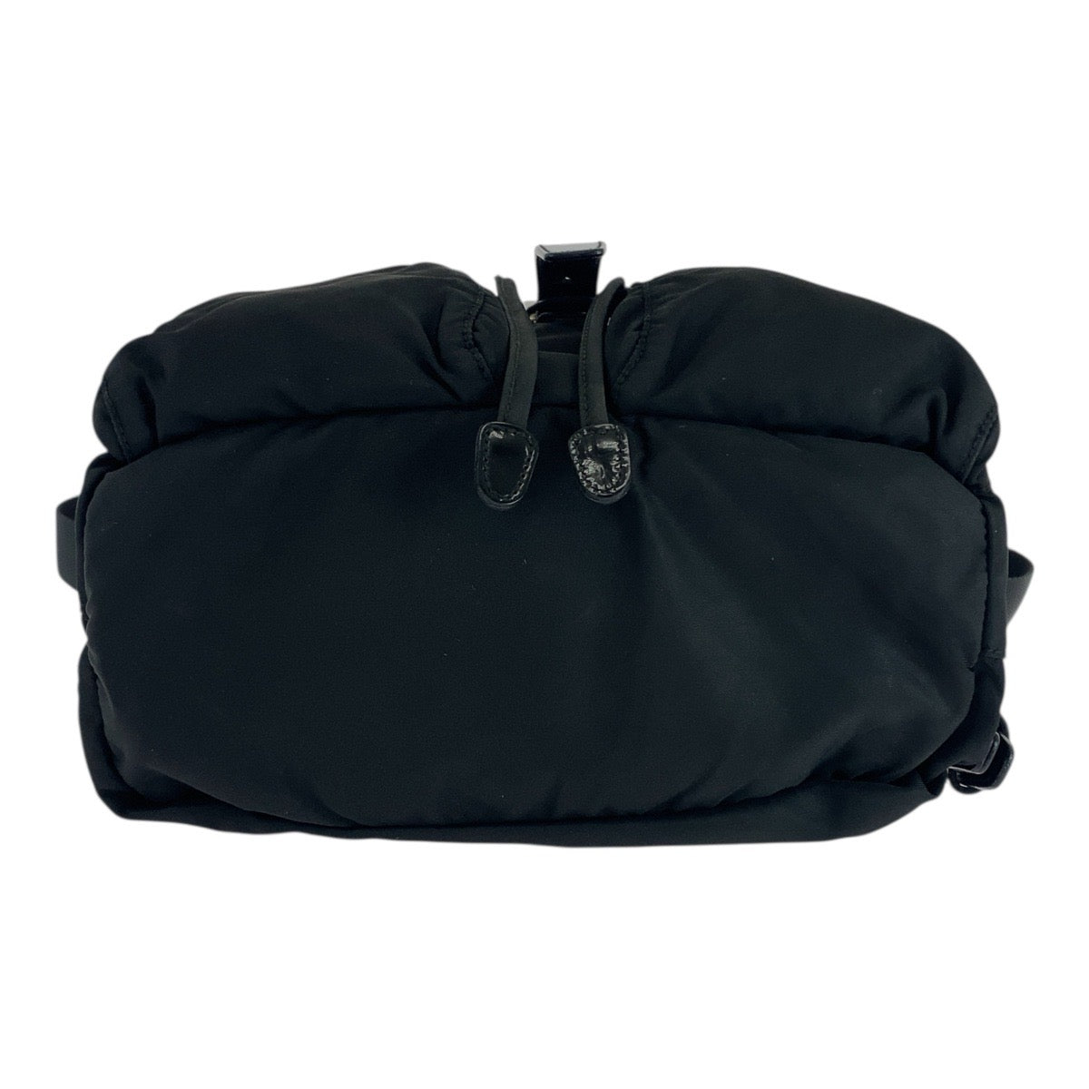19680
PRADA Tessuto Triangle Logo Plate Black Silver Hardware Nylon Backpack for Women ABP38