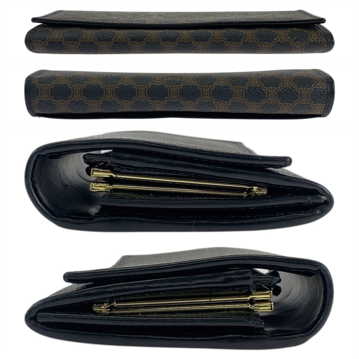 19788
CELINE セリーヌ マカダム ブラウン ブラック 黒 ゴールド金具 PVC M/99/1 長財布 ロングウォレット レディース ABP