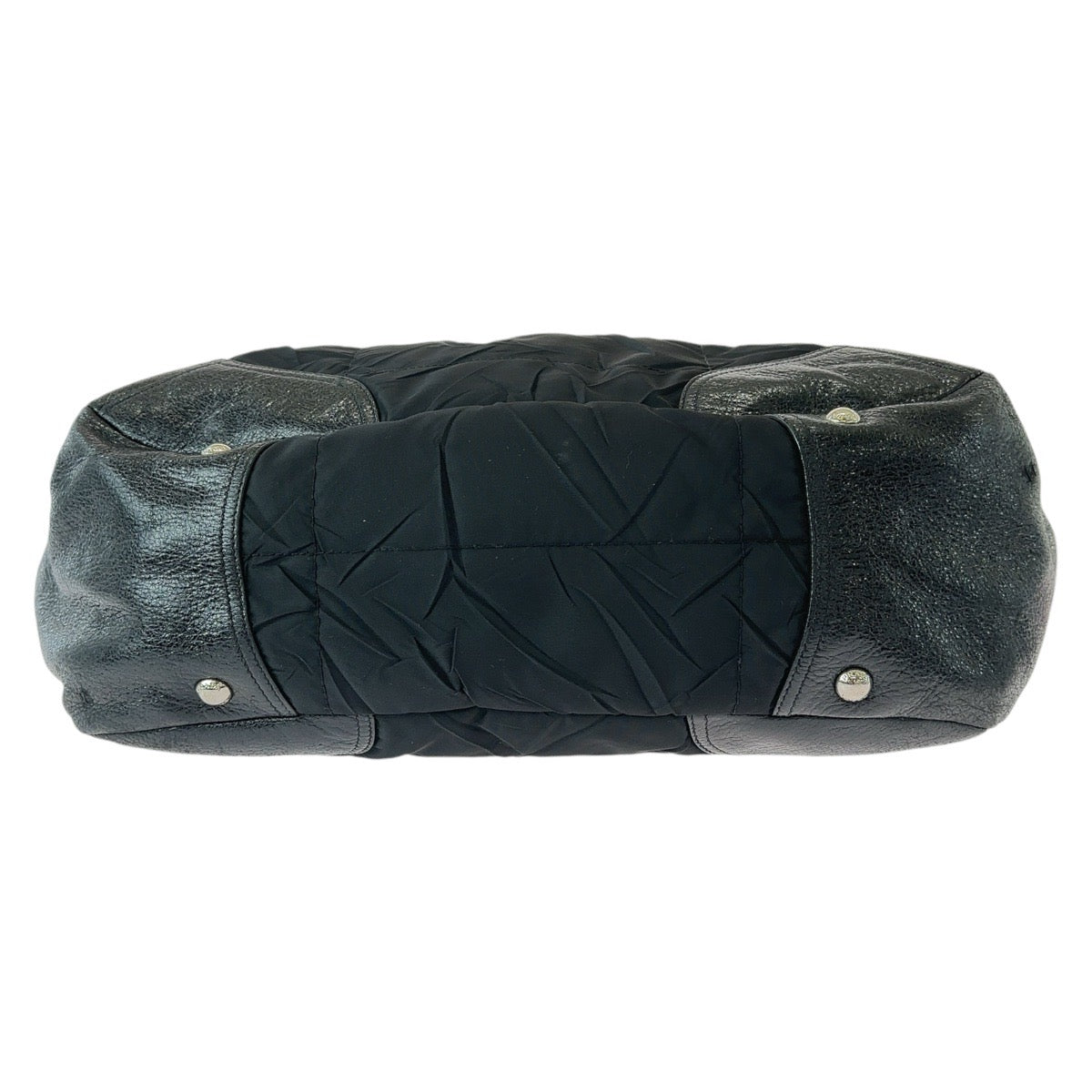 19816
PRADA プラダ テスート しわ加工 三角ロゴプレート ブラック 黒 シルバー金具 ナイロン / レザー ショルダーバッグ ハンドバッグ レディース ABP