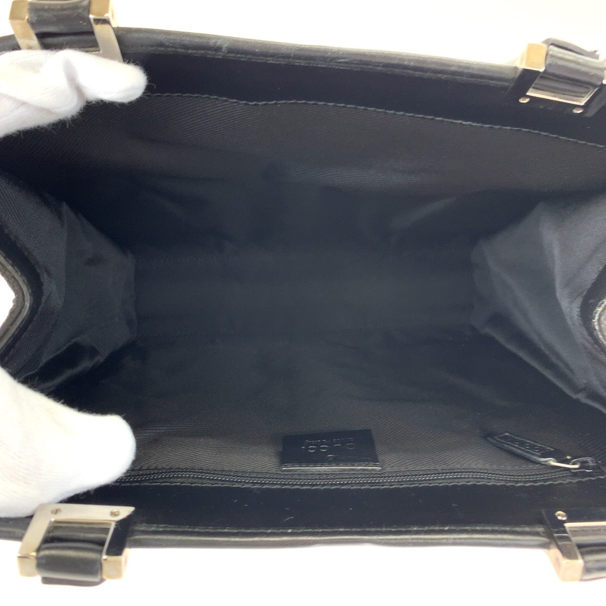 19851
GUCCI Jackie Black Silver Hardware GG Canvas 002 1065 Tote Bag Handbag Women's ABP34