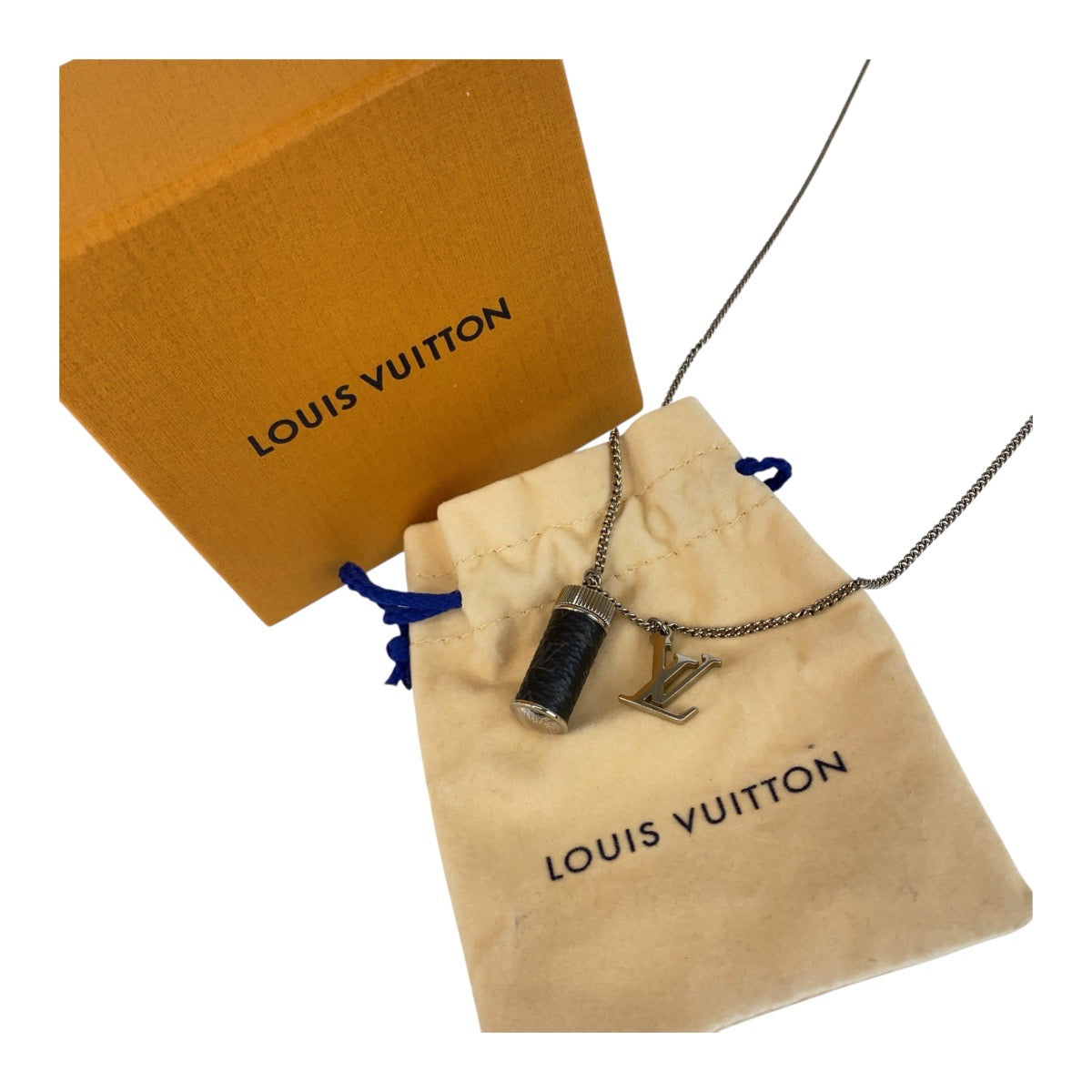 19903
LOUIS VUITTON Monogram Eclipse Collier Charms Monogram Brown Silver Hardware Metal M63641 Necklace Pendant Men's A38