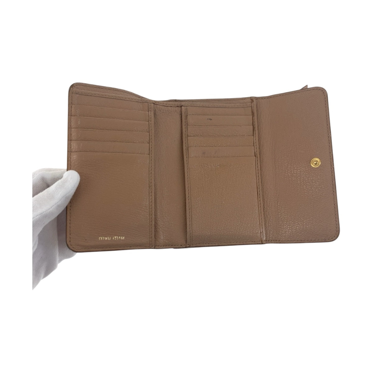 19924
MIUMIU Miu Miu Ribbon Pink Gold Hardware Leather Bifold Wallet Compact Wallet Women's AB10