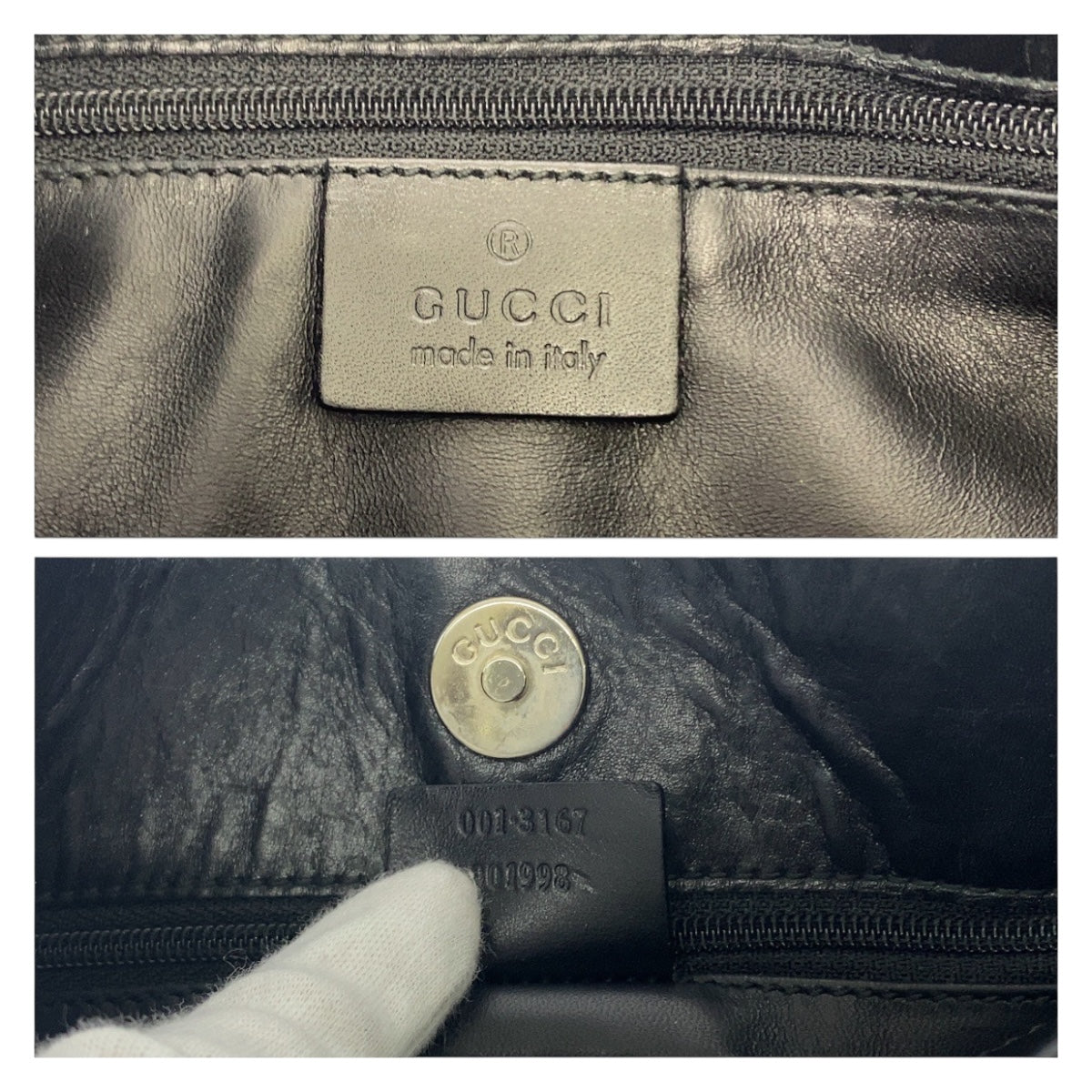 20166
GUCCI グッチ ブラック 黒 シルバー金具 レザー 001 3167 ショルダーバッグ 肩掛け レディース AB28