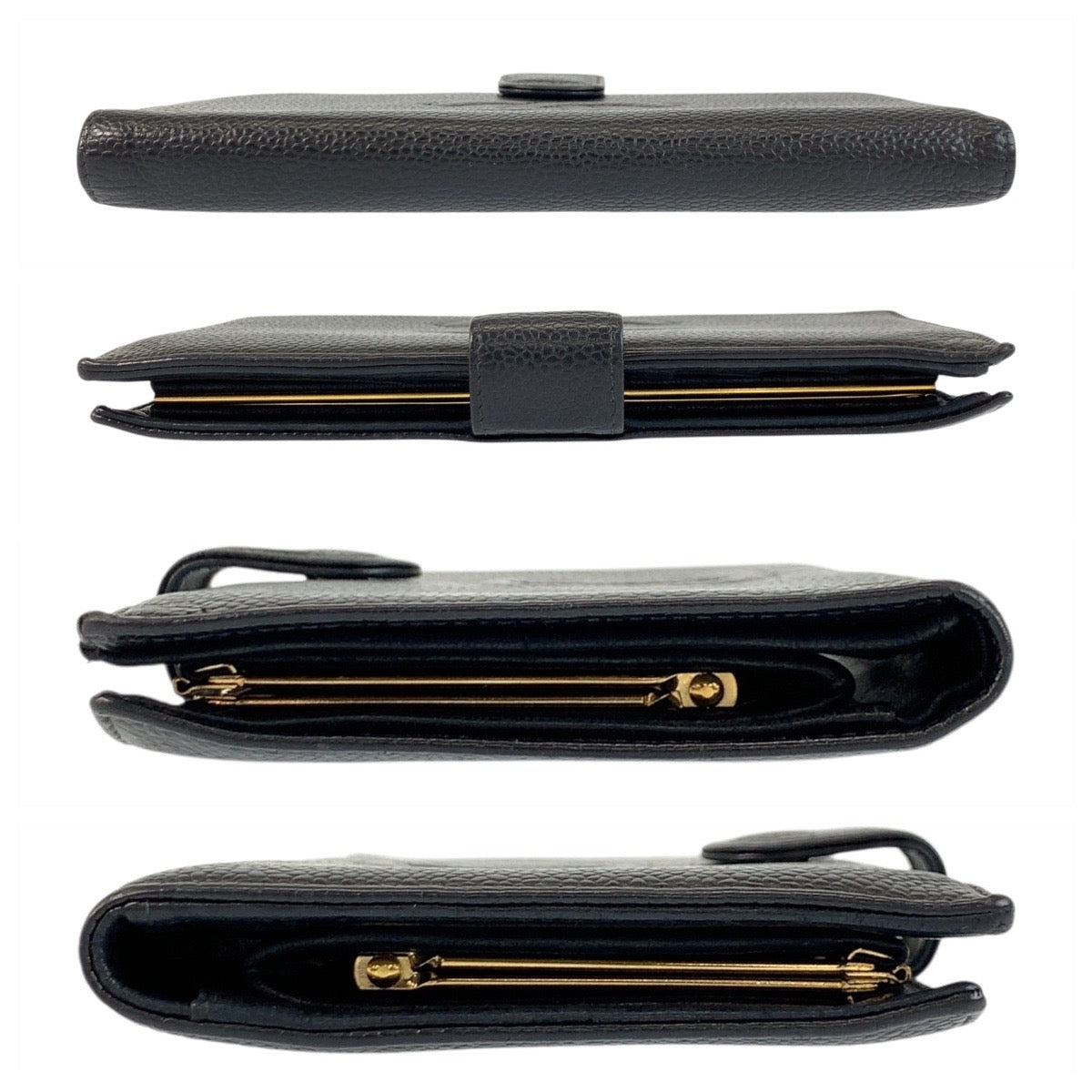 20235
CHANEL シャネル ヴィンテージ ココマーク ブラック 黒 ゴールド金具 キャビアスキン 折財布 がま口 コンパクトウォレット レディース ABP42