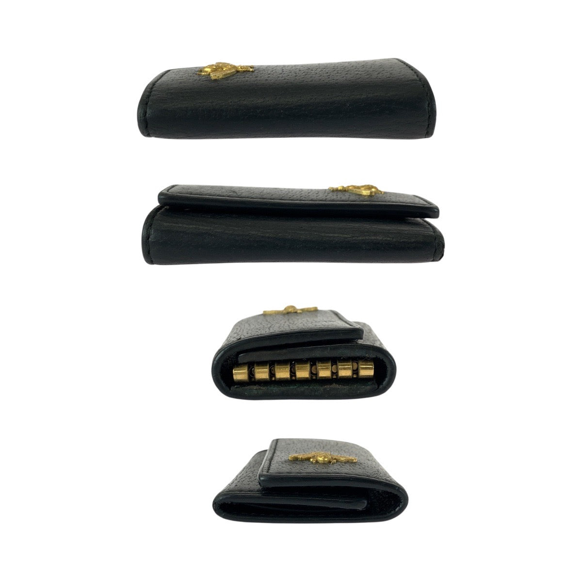 20267
GUCCI グッチ ANIMARU BEE 6連キーケース ブラック 黒 ゴールド金具 レザー 523683 キーケース 6連 男女兼用 メンズ AB7