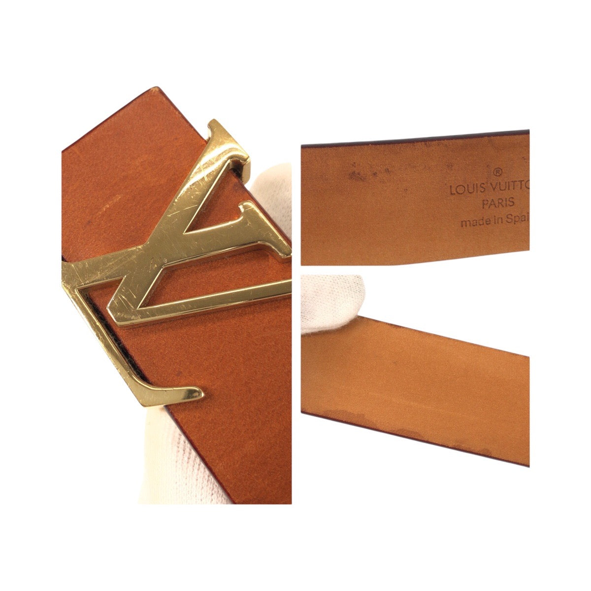 20307
LOUIS VUITTON ルイヴィトン サンチュール LVイニシアル 90/36 ブラウン ゴールド 金具 レザー / メタル M6903 ベルト メンズ AB35