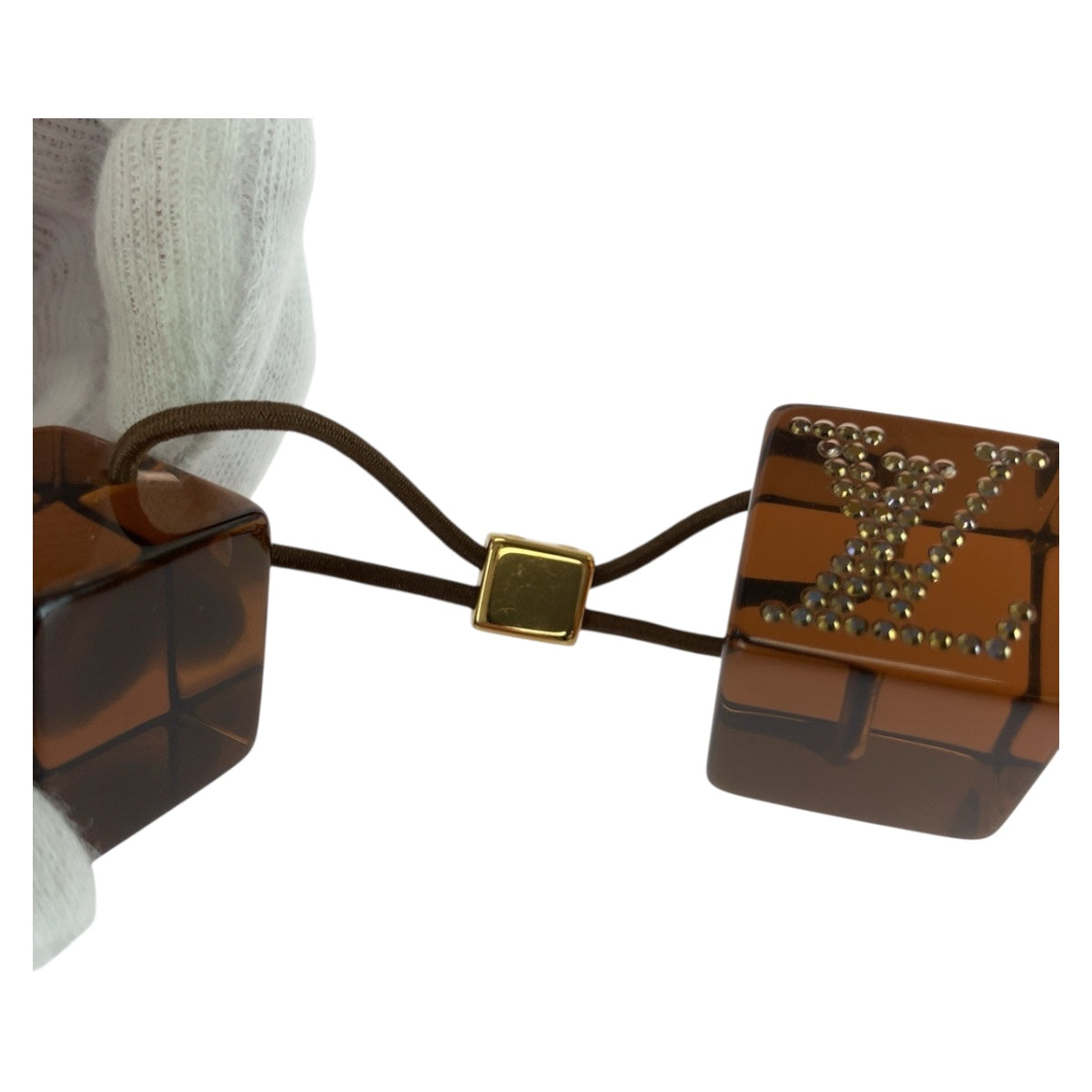 20370
LOUIS VUITTON ルイヴィトン ラインストーン ブラウン ゴールド金具 プラスチック ヘアアクセサリー ヘアゴム レディース ABP7