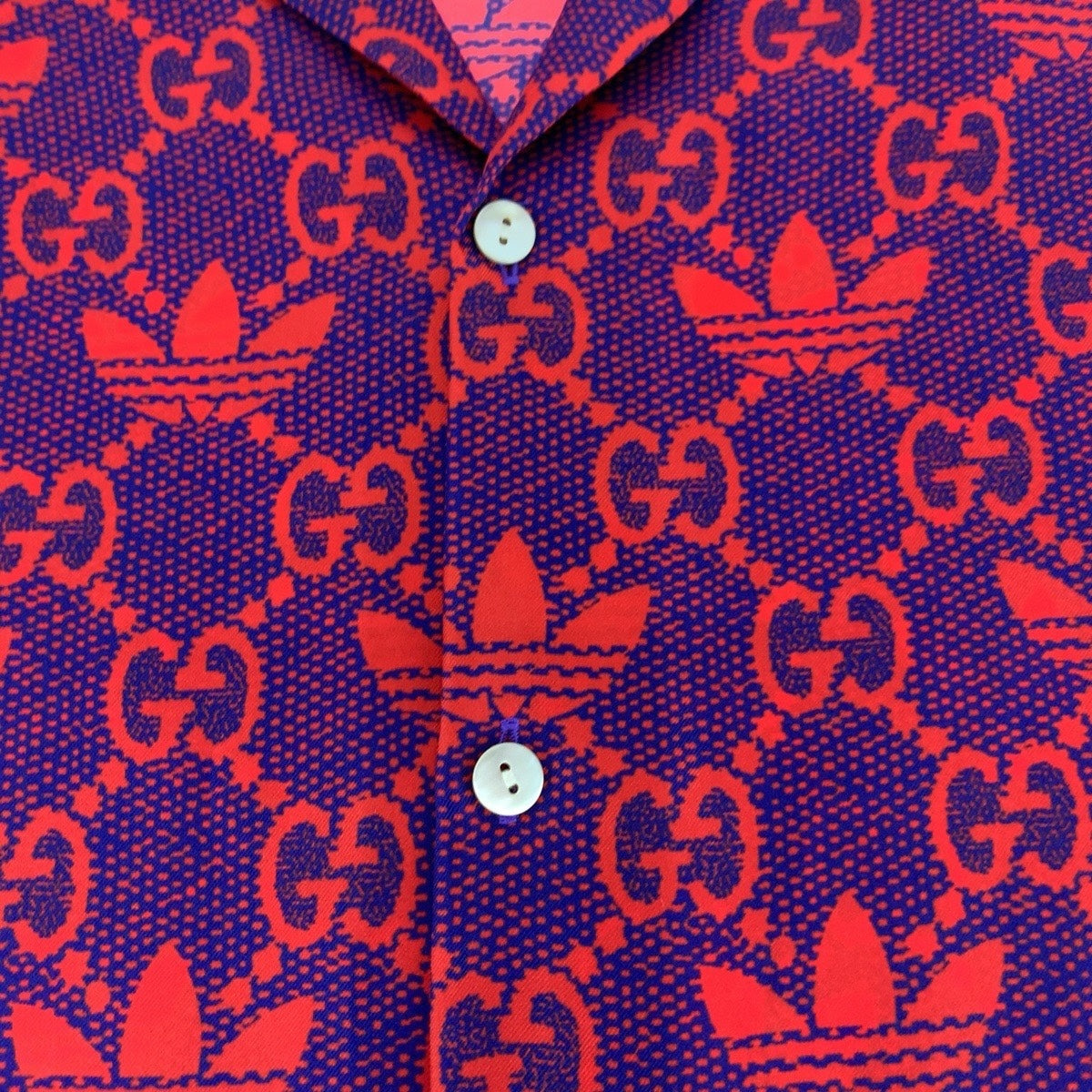 20373
GUCCI グッチ アディダスコラボ サイズ50 レッド パープル シルク 691522 半袖シャツ ボーリングシャツ メンズ ABP40