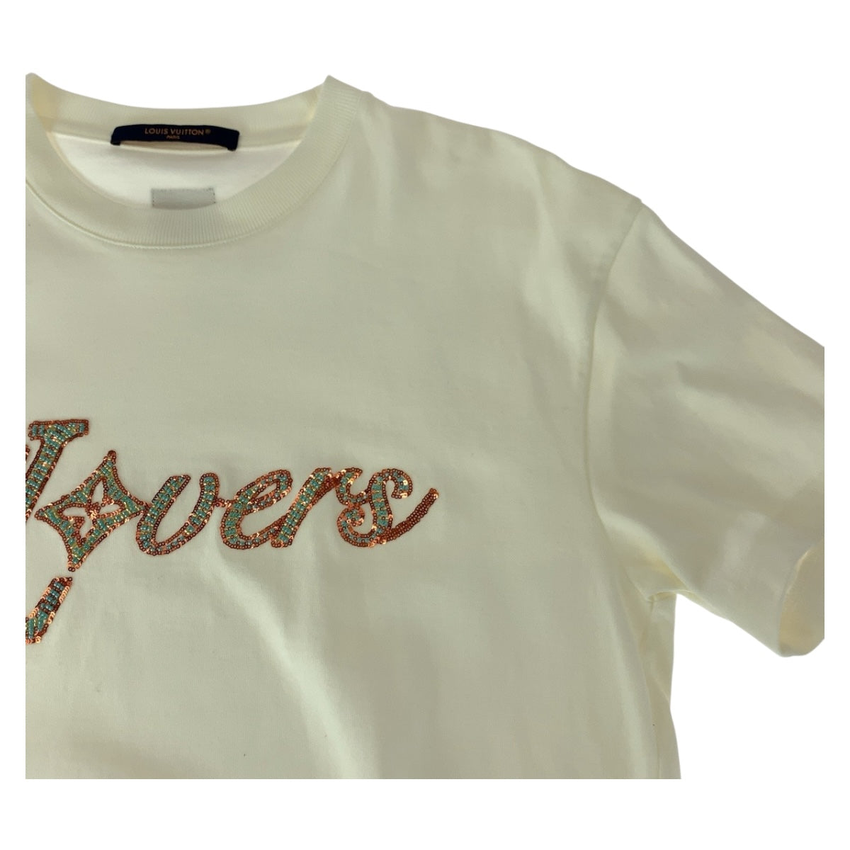20435
LOUIS VUITTON Embroidered Size S White Multicolor Cotton RM242MM NPL HRY29W Short-sleeved T-shirt Crew neck Men's A84