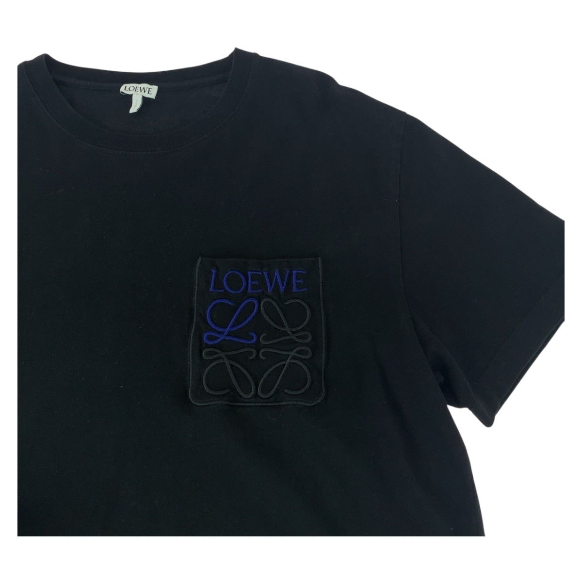 20441
LOEWE ロエベ アナグラム サイズM ブラック 黒 ブルー コットン 半袖Tシャツ クルーネック メンズ A42