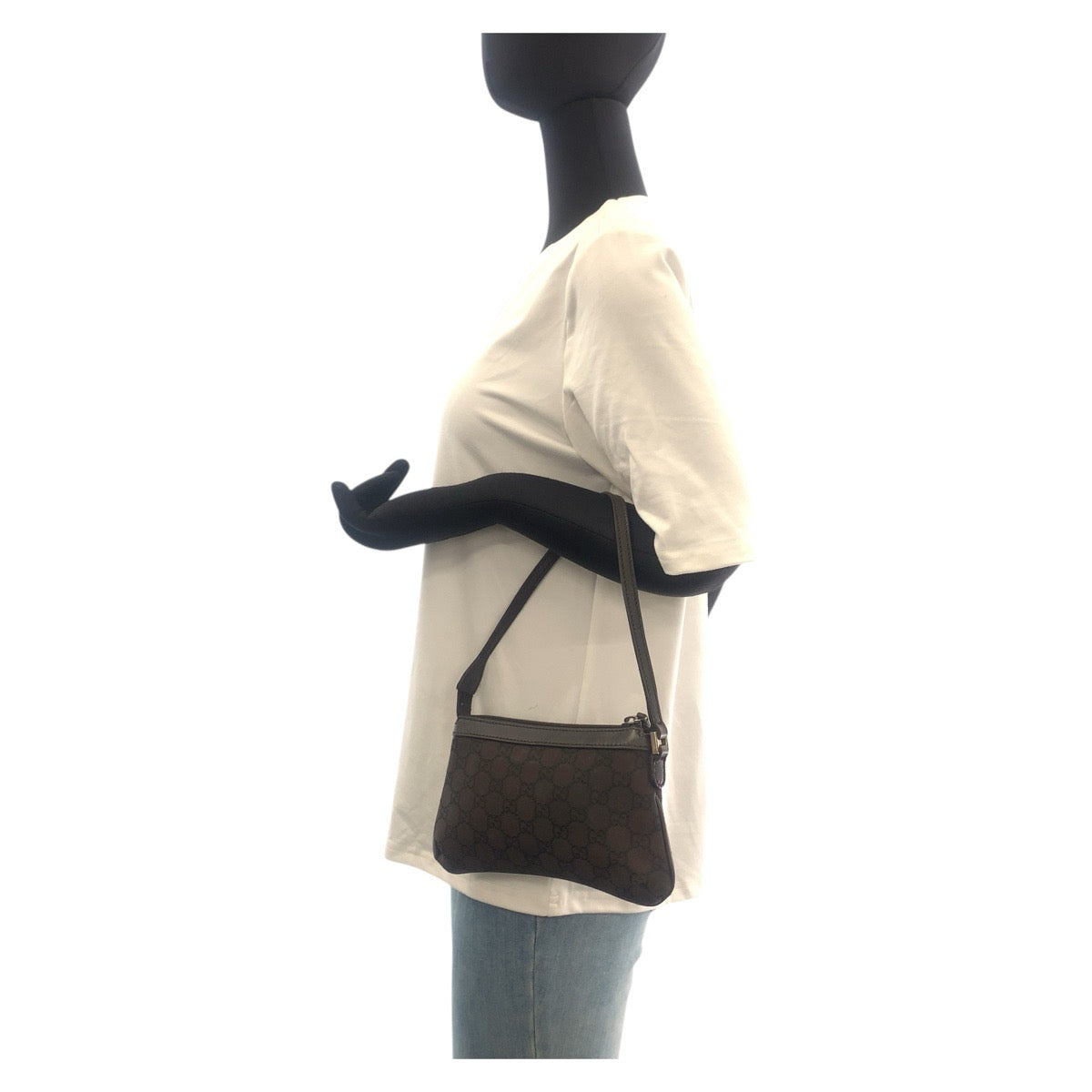 20530
GUCCI Brown Gold Hardware GG Canvas / Leather 272381 Handbag Accessory Pouch Women's AB21