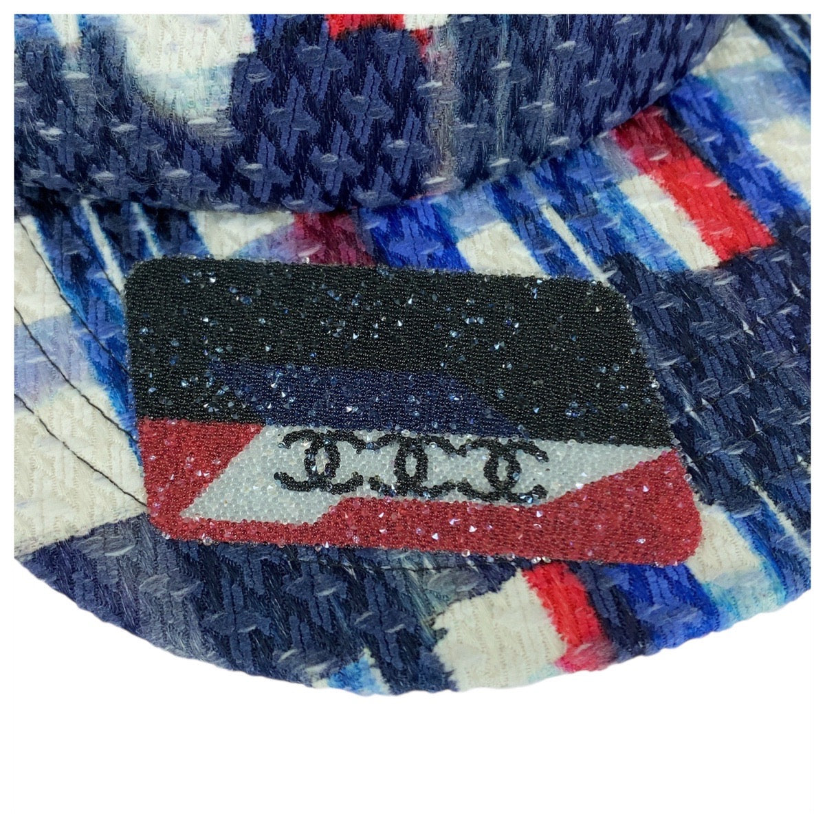 20551
CHANEL Coco Mark Multi-Color Blue White Red Tweed Cap Ladies A48
