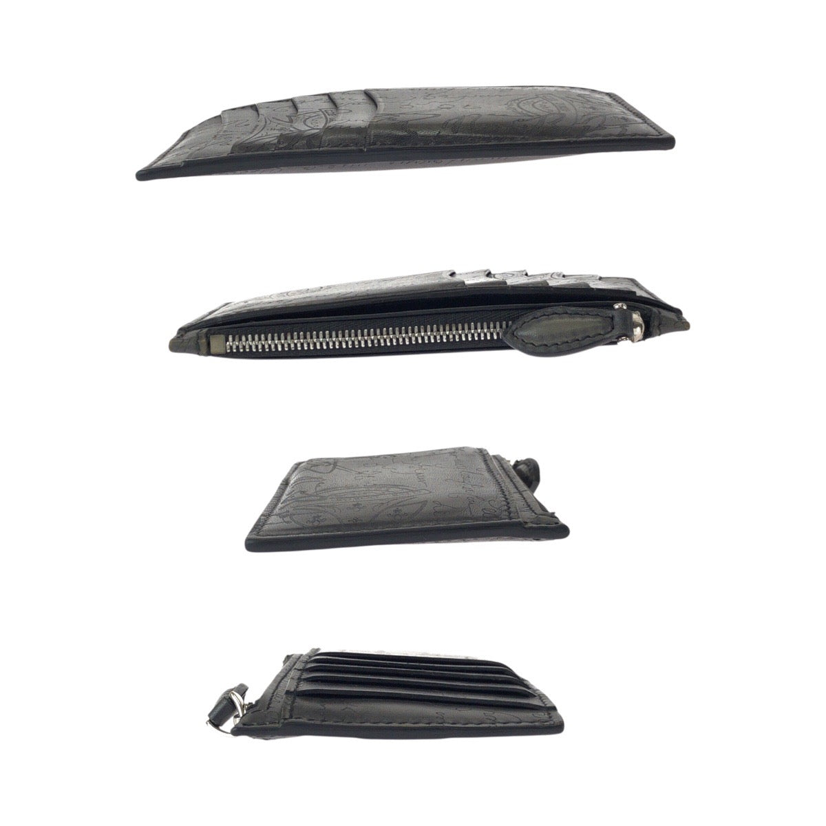 20605
Berluti Calligraphy Scritto Dark Gray Silver Hardware Leather Card Case Coin Case Fragment Case Men's ABP49