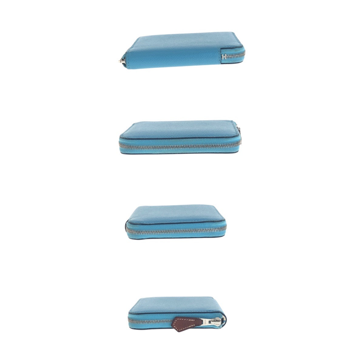 20681
HERMES エルメス アザップ コンパクト シルクイン ブルー シルバー金具 レザー / シルク 折財布 コインケース 小銭入れ D刻印 レディース ABP66