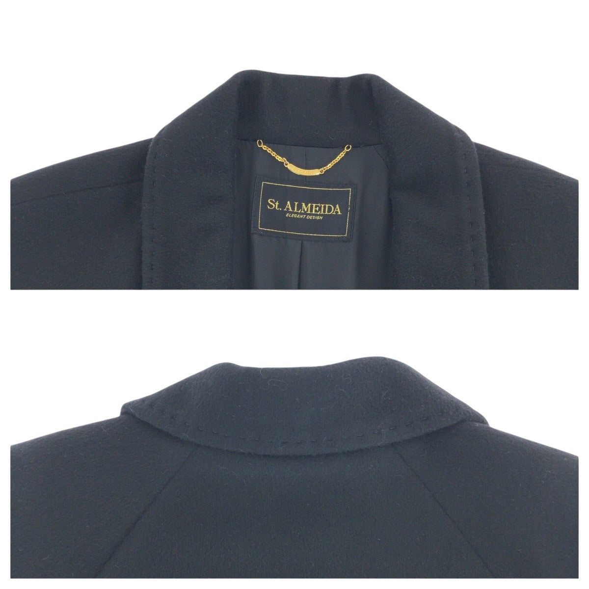20717
St.ALMEIDA St. Almeida Size 13 Black Gold Hardware Cashmere C-GH-5624 Trench Coat Women's ABP4
