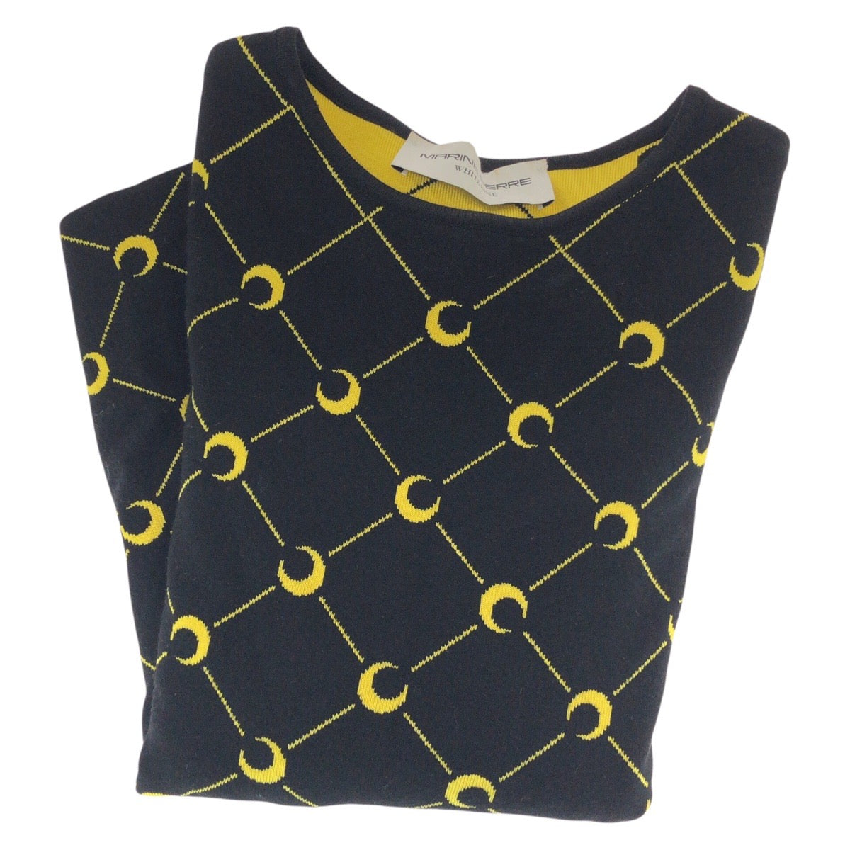 20744
MARINE SERRE マリーン セル 三日月 サイズS ブラック 黒 イエロー ポリエステル / ポリアミド / ビスコース セーター ニット レディース A21