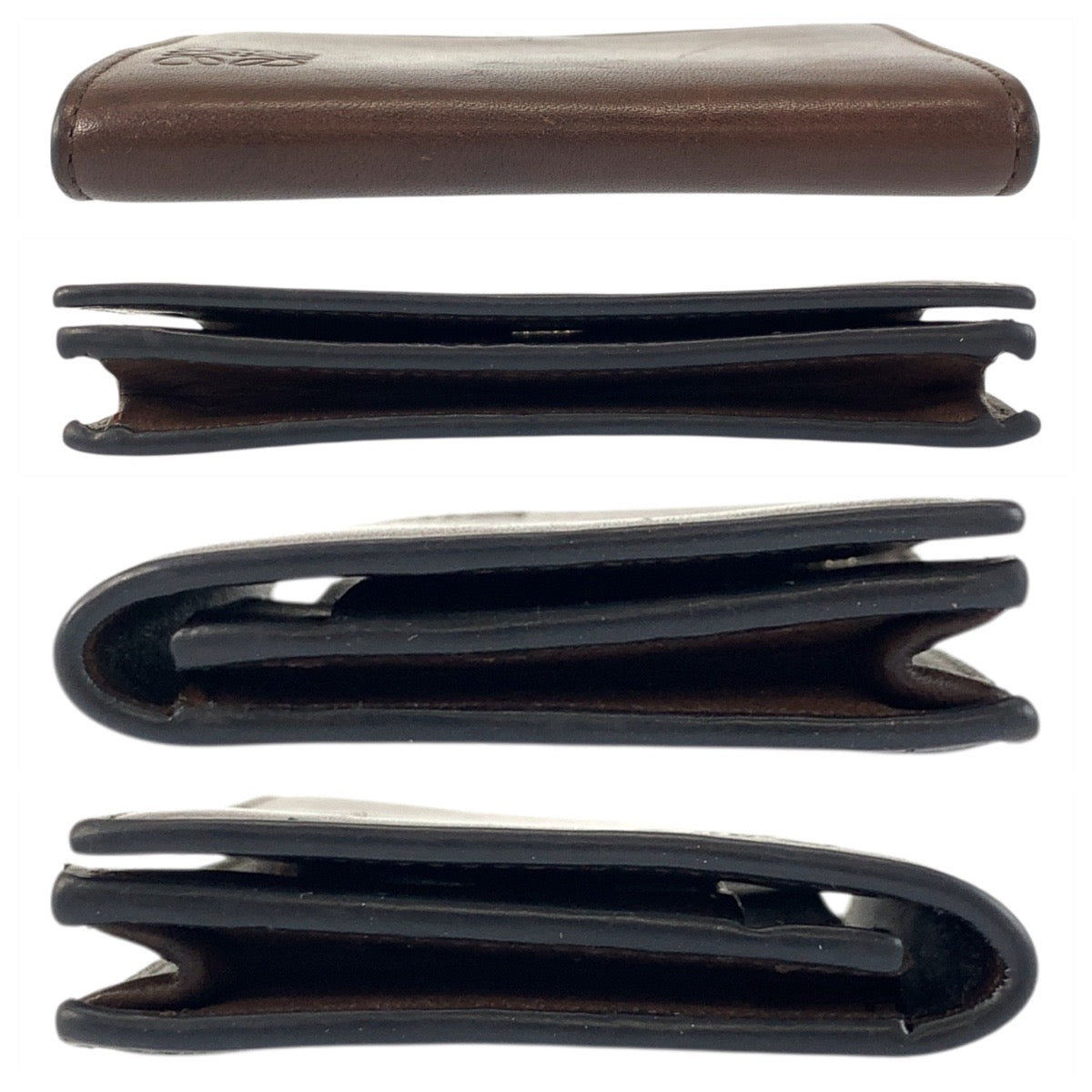 20769
LOEWE ロエベ アナグラム ブラウン レザー カードケース 名刺入れ メンズ AB16