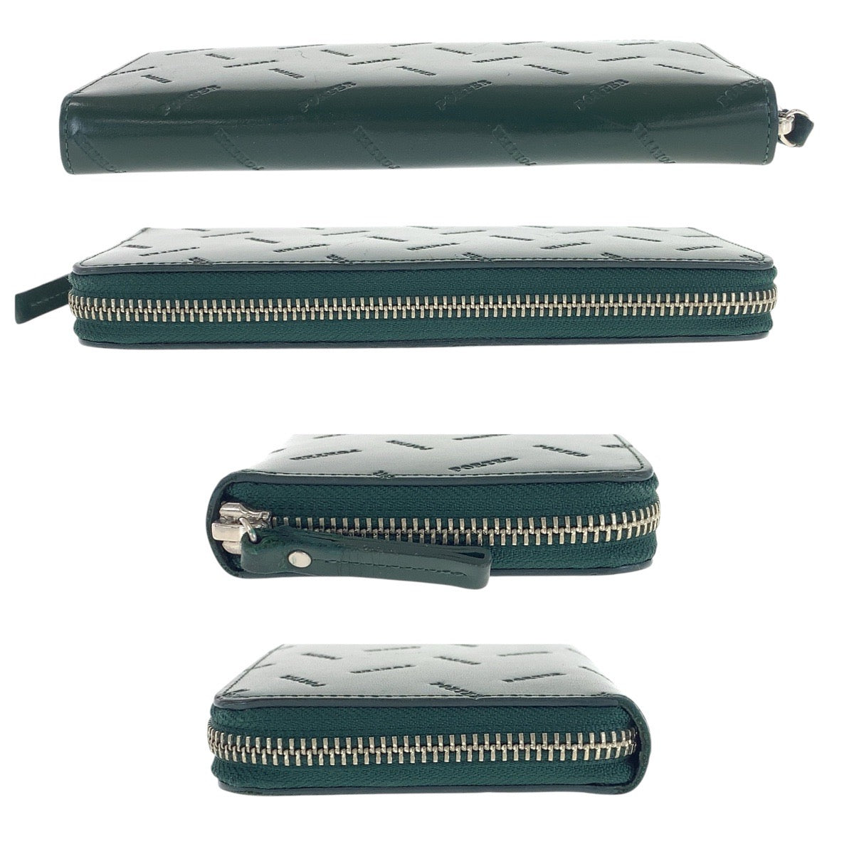 20781
PORTER Enchase Green Silver Hardware Leather Long Wallet Round Zipper Men's ABP3