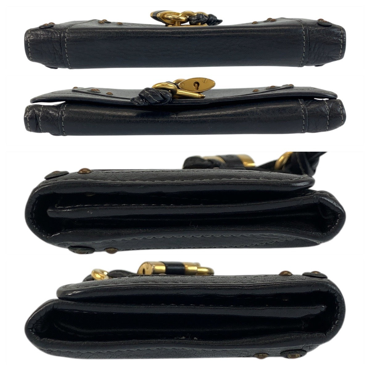 20783
Chloe Paddington Black Gold Hardware Leather 370090 Long Wallet Women's ABP9