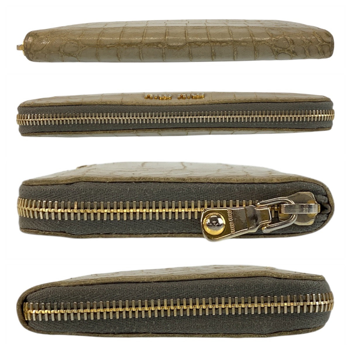 20784
MIUMIU ミュウミュウ 型押し グレー ゴールド金具 レザー 長財布 ロングウォレット レディース ABP8