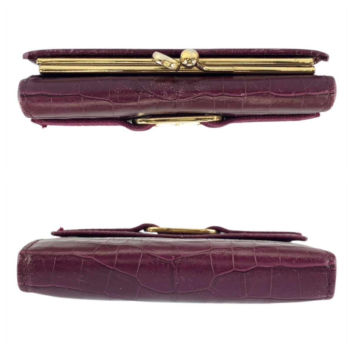 20787
Salvatore Ferragamo Vara Embossed Wine Red Gold Hardware Leather Bi-fold Wallet Compact Wallet Women's ABP9