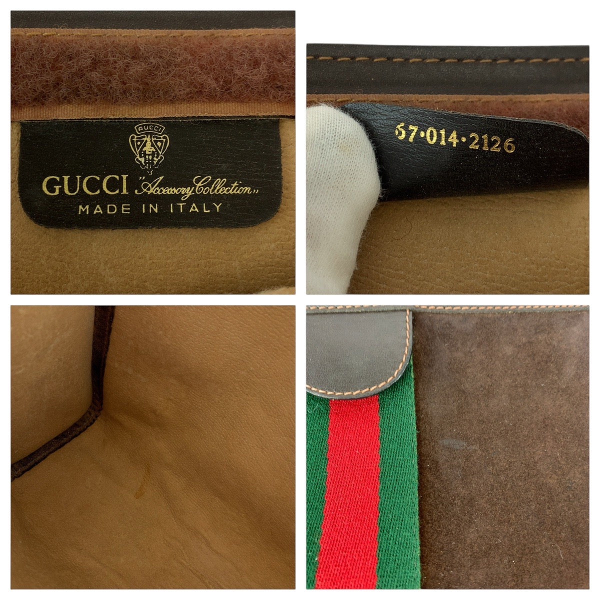 20801
GUCCI Vintage Old Gucci Sherry Line Brown Suede / Leather 67 014 2126 Clutch Bag Second Bag Men's AB20