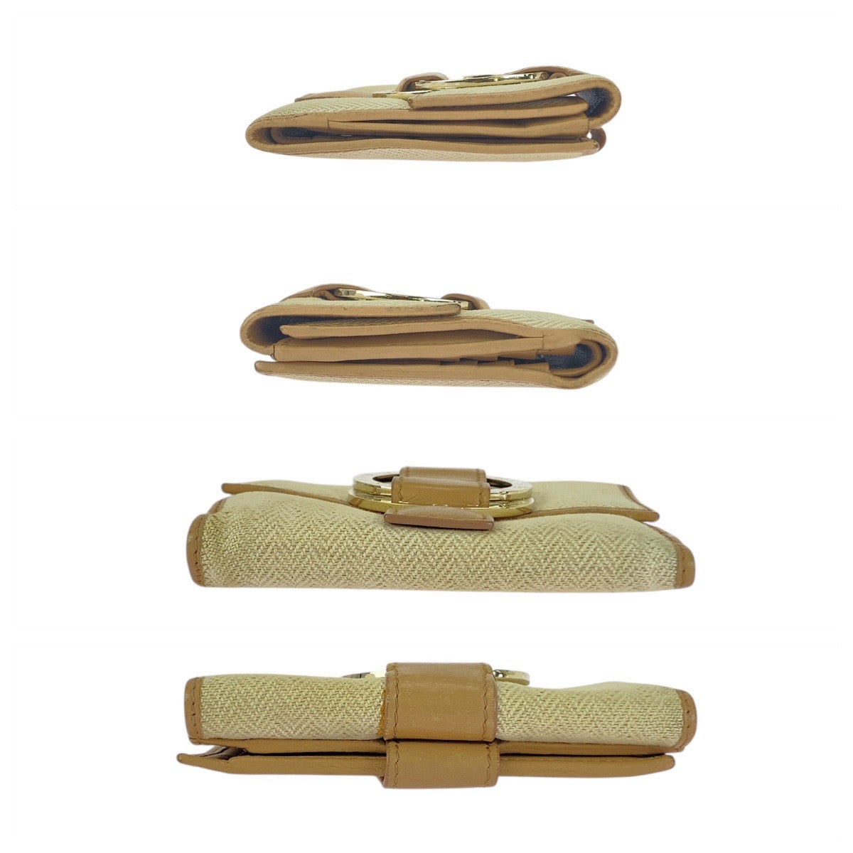 20835
BVLGARI ブルガリ チャンドラ ベージュ ゴールド金具 ツイード / レザー 12661695 折り財布 コンパクトウォレット レディース AB9