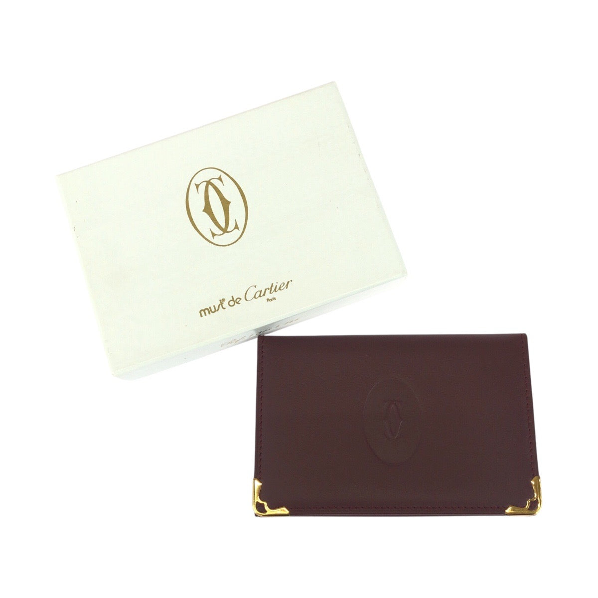 20874
CARTIER カルティエ マストライン ワインレッド ボルドー ゴールド金具 レザー カードケース 名刺入れ 男女兼用 レディース A16