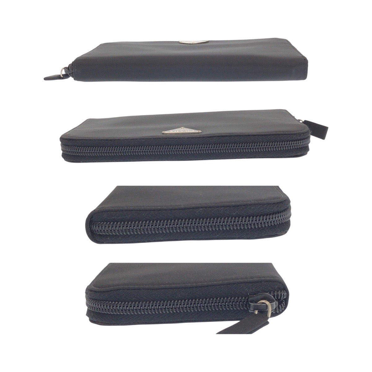 20925
PRADA プラダ テスート サフィアーノ 三角ロゴプレート ブラック 黒 シルバー金具 ナイロン / レザー 長財布 ラウンドファスナー レディース A28