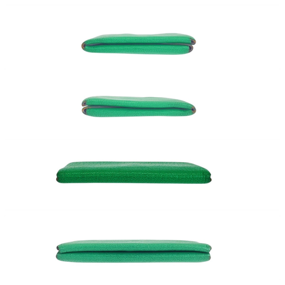 20957
HERMES エルメス カルヴィデュオ グリーン シルバー金具 シェーブル コインケース カードケース U刻印 レディース AB32