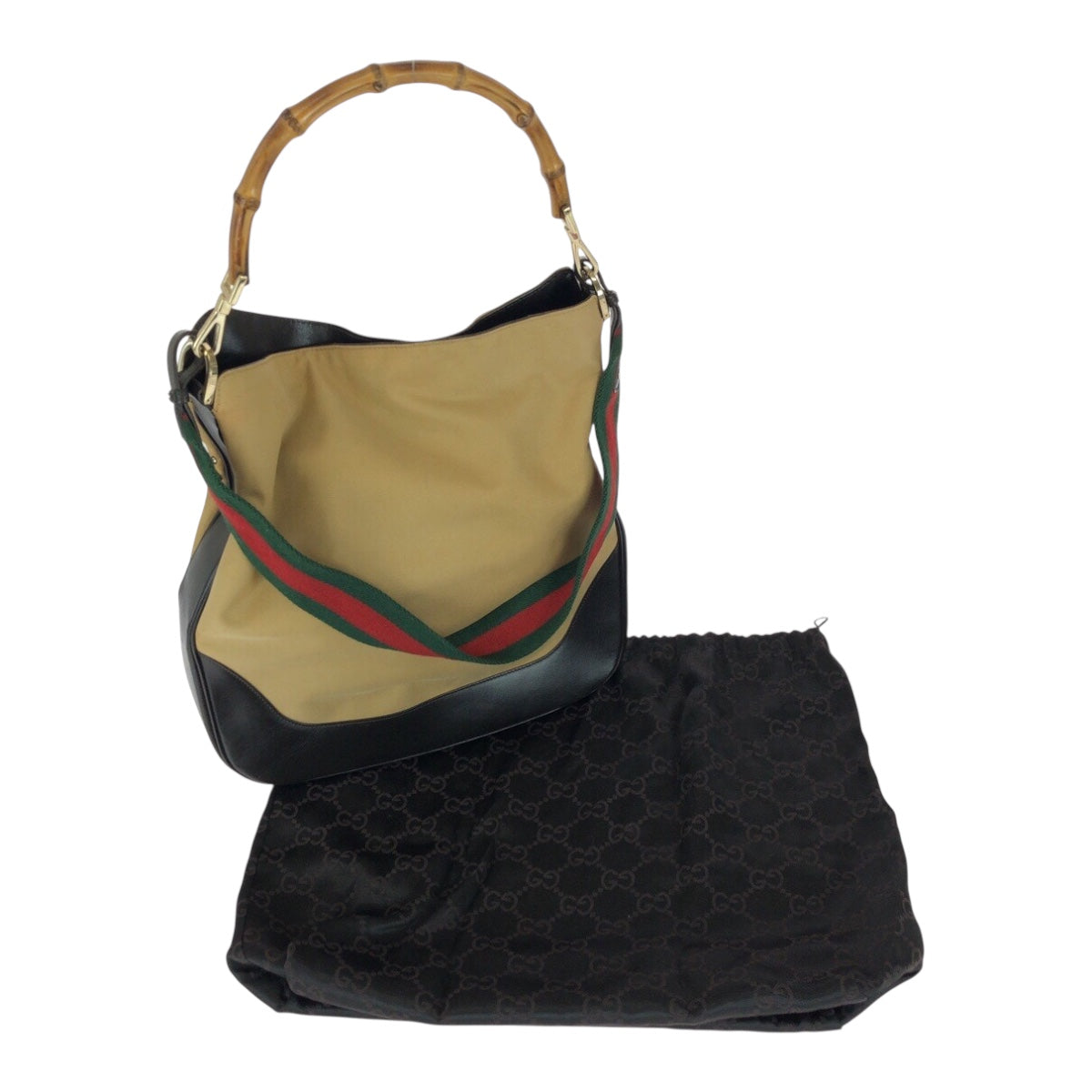 20960
GUCCI Bamboo Sherry Line Beige Brown GG Canvas / Leather / Bamboo 001 4058 Handbag Shoulder Bag 2way Ladies AB30