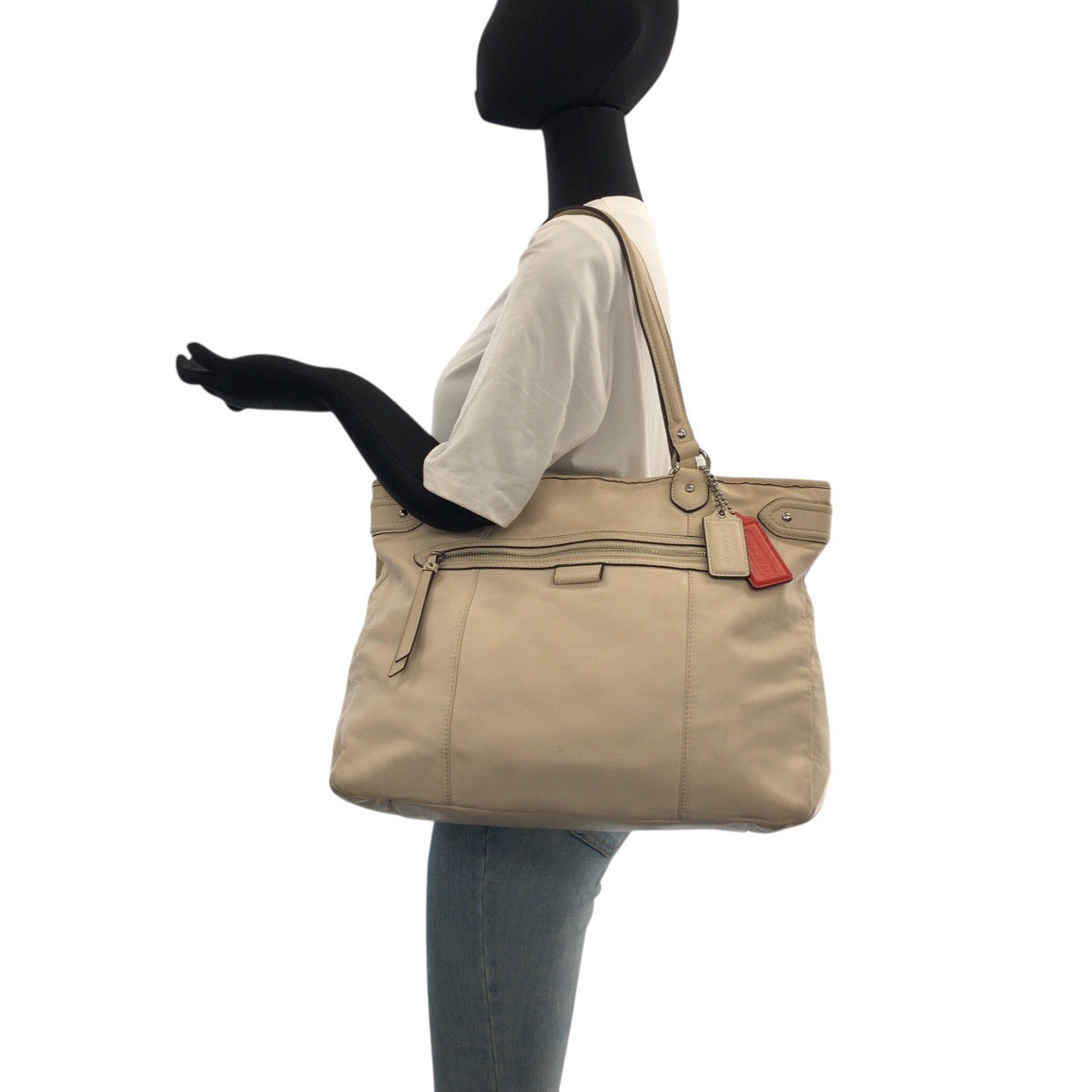 20965
COACH White Silver Hardware Leather 23973 Tote Bag Handbag Ladies AB8