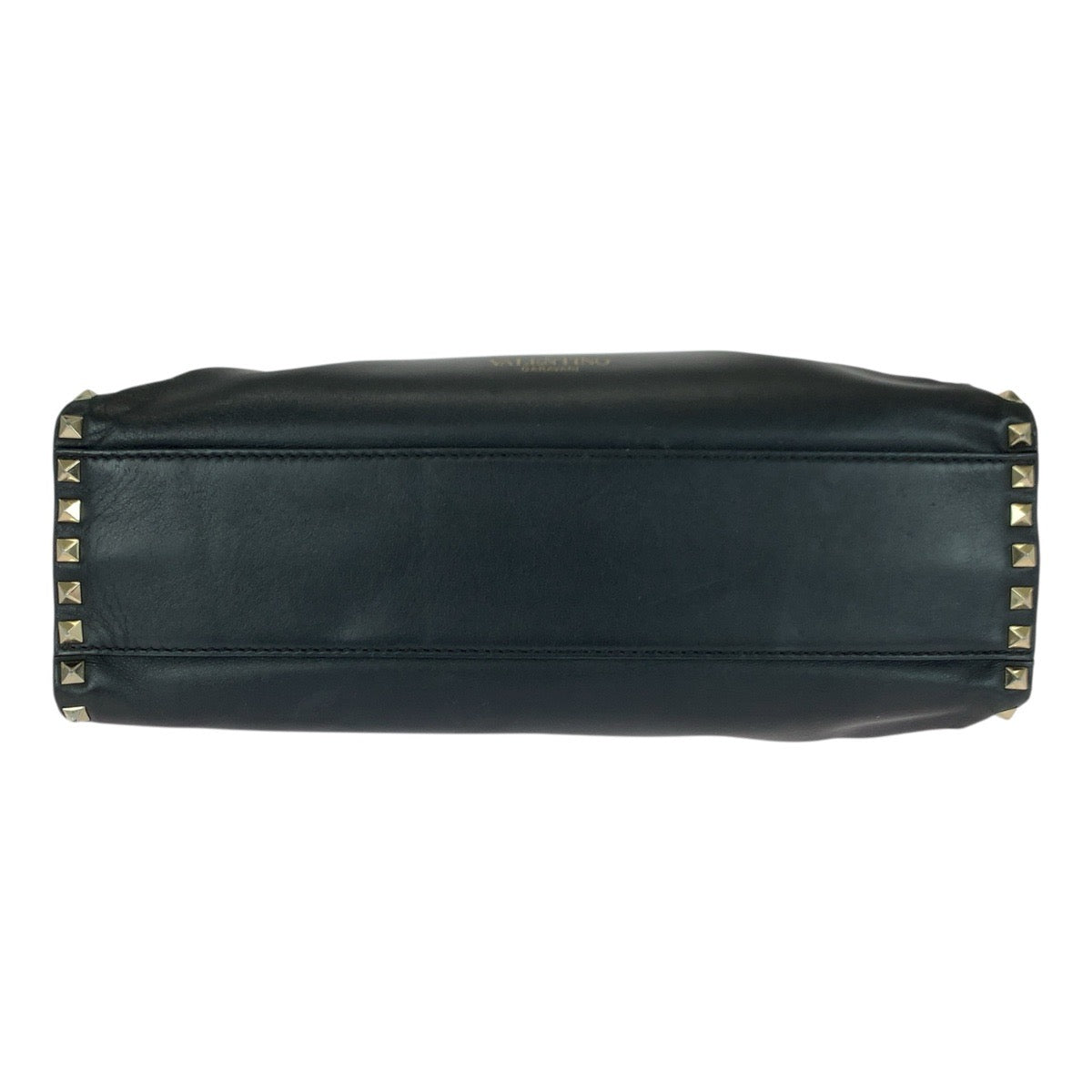 20986
Valentino Garavani Rockstud Black Leather 2-Way Tote Bag Shoulder Bag with Gold Hardware Women's AB32