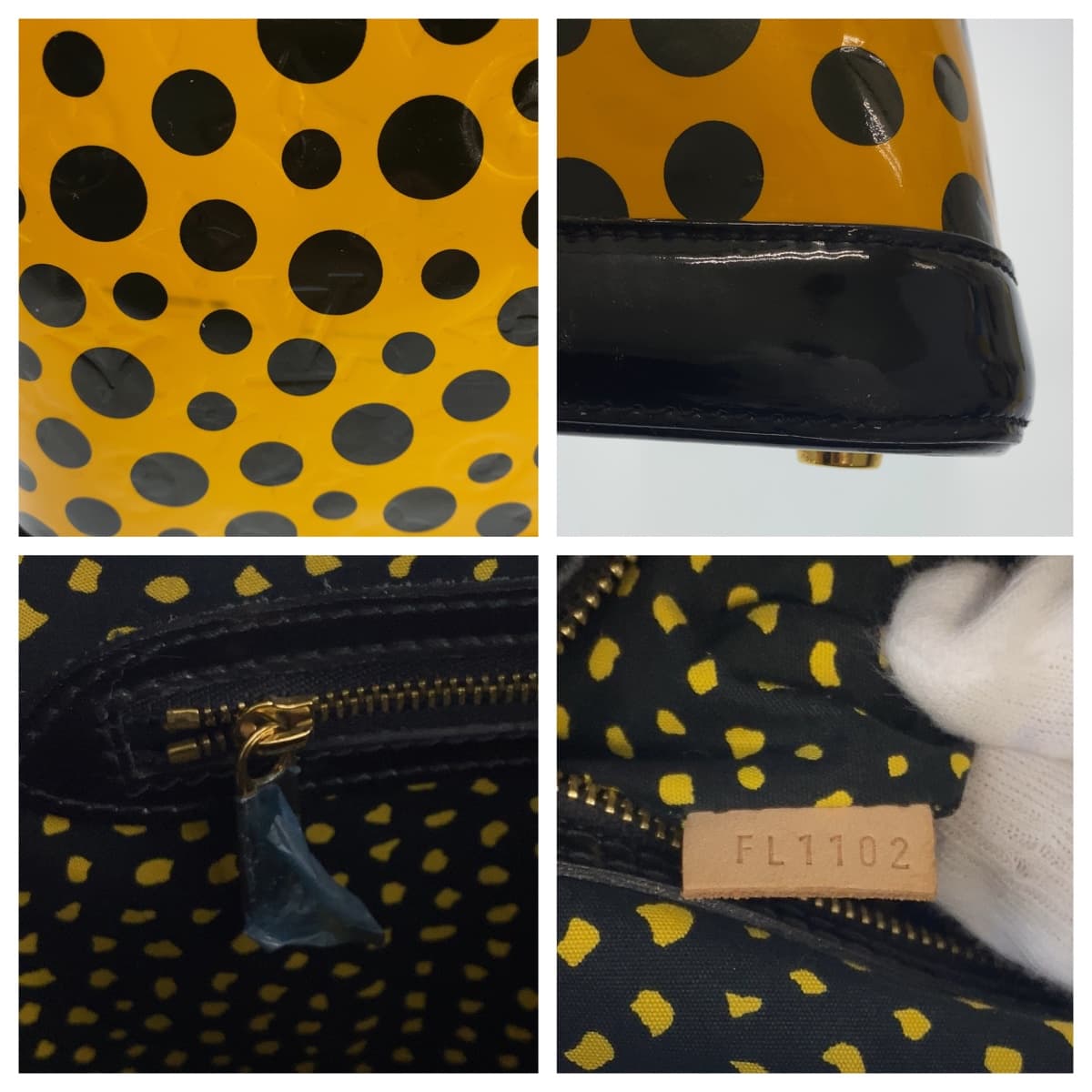 21045
LOUIS VUITTON ルイヴィトン ヴィンテージ モノグラム ヴェルニ ロックイットMM 草間彌生 イエロー ブラック ゴールド金具 パテントレザー M91398 ハンドバッグ トートバッグ レディース AB