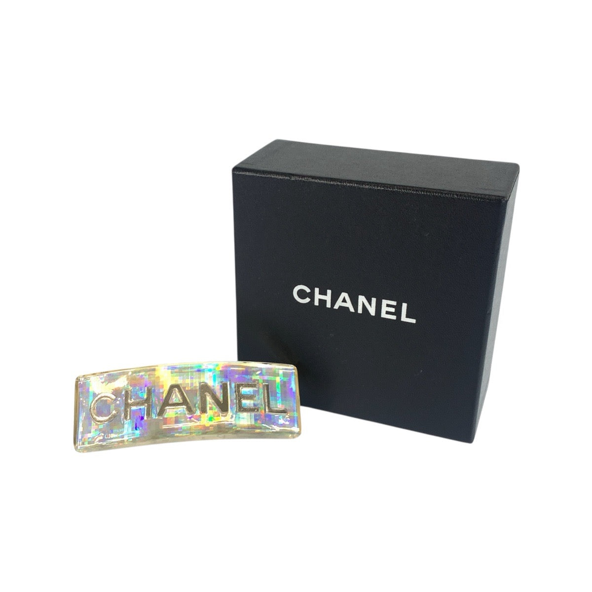 21160
CHANEL シャネル ロゴ シルバー オーロラ プラスチック / メッキ バレッタ ヘアアクセサリー 97P刻印 レディース ABP40
