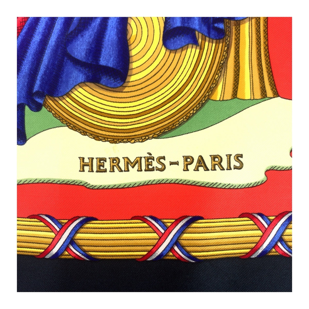 21211
HERMES Carre 90 Commemorating the French Revolution Red Black Silk Scarf Ladies A24
