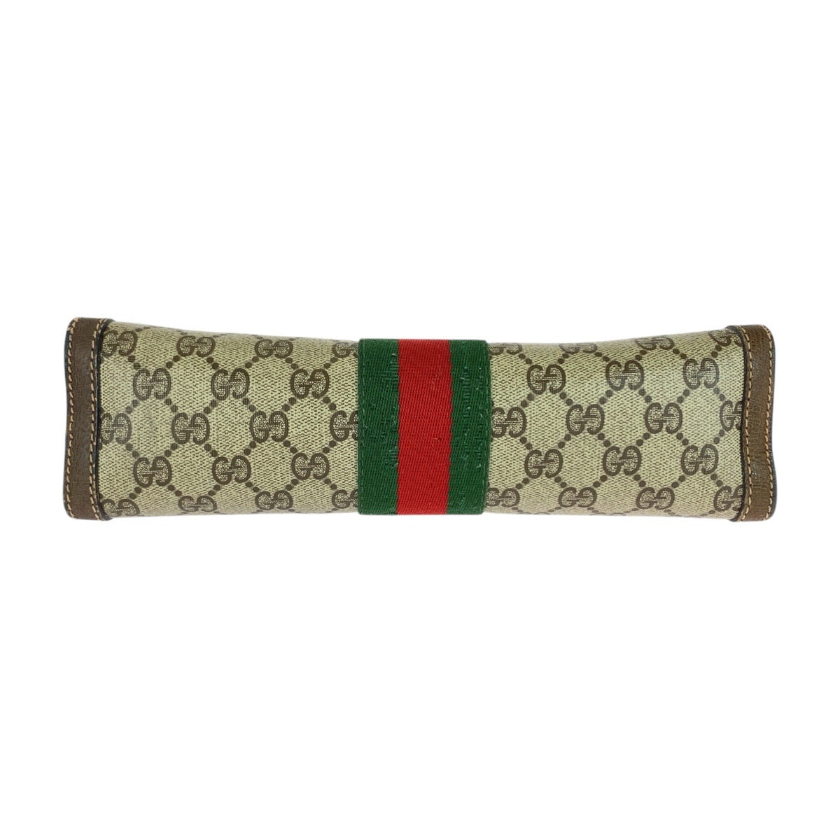 21215
GUCCI Vintage Sherry Line Old Gucci Brown Beige GG Supreme Canvas / Leather Clutch Bag Second Bag Ladies AB13