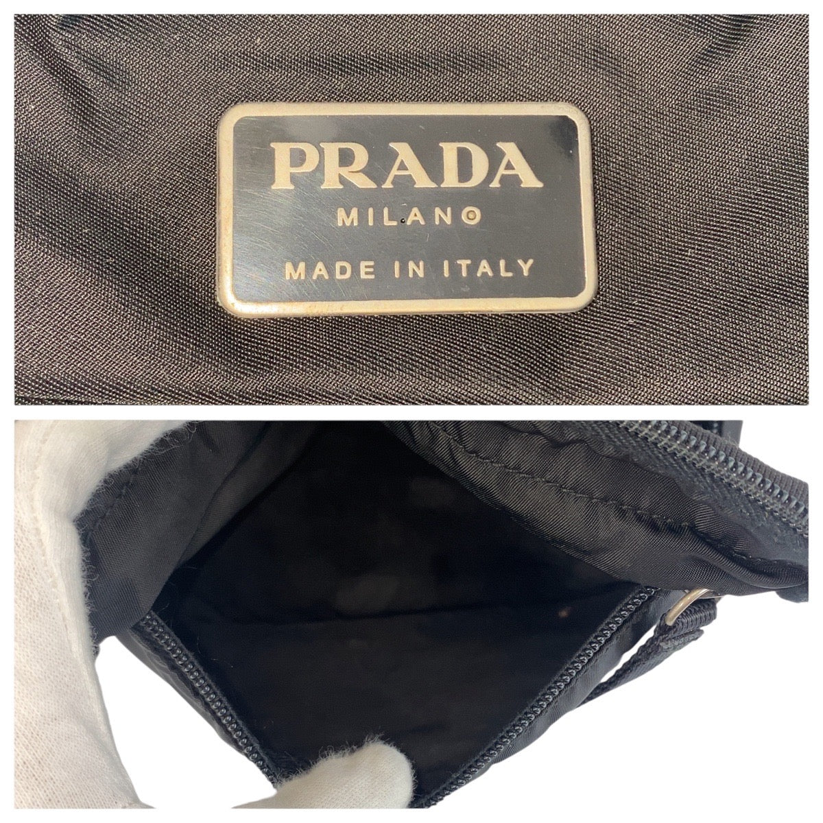 21255
PRADA Tessuto Triangle Logo Plate Black Silver Hardware Nylon Backpack Daypack Women's ABP38