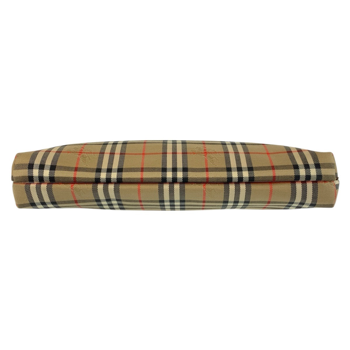 21259
BURBERRY バーバリー チェック柄 ベージュ ブラウン キャンバス / レザー クラッチバッグ ポーチ レディース AB8