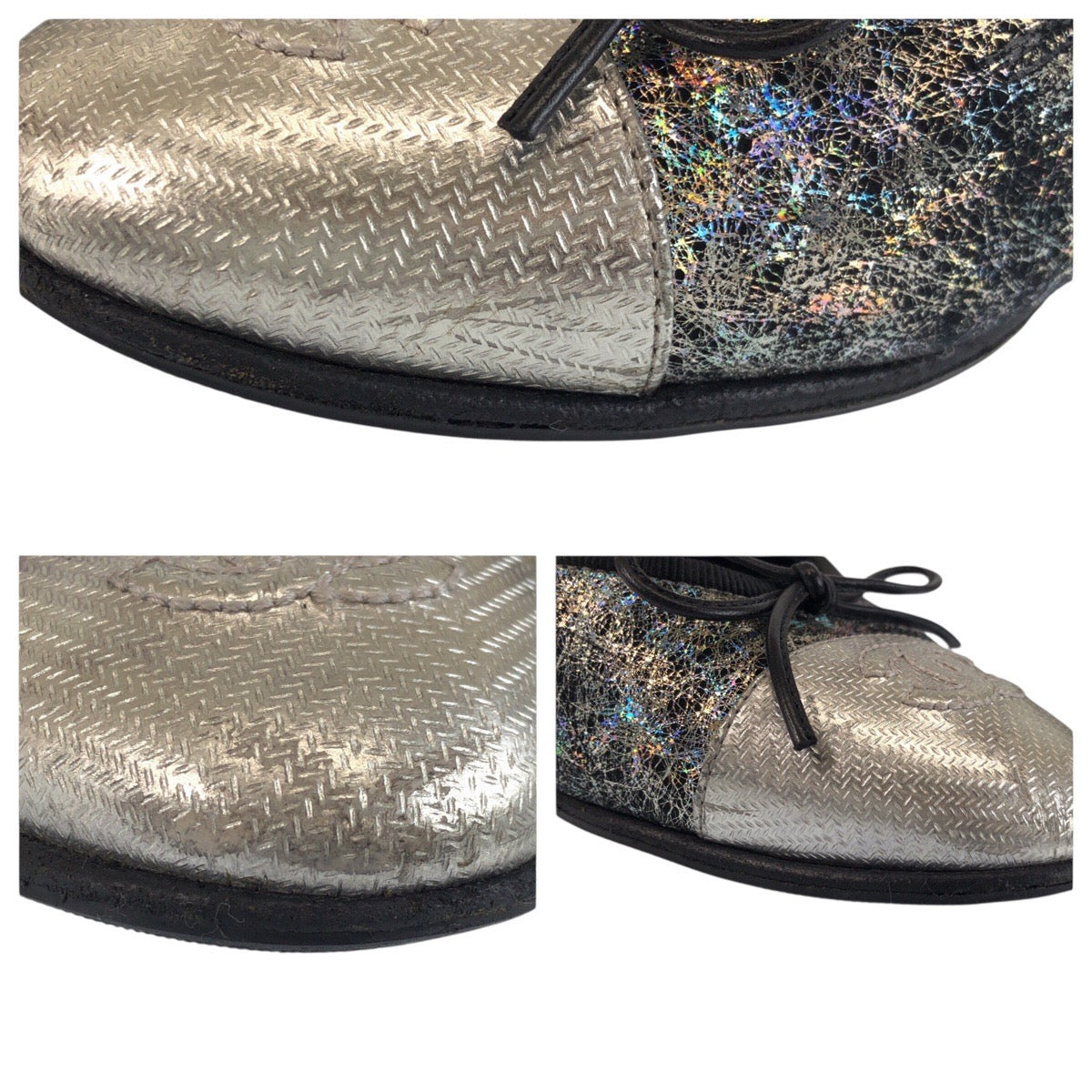 21292
CHANEL シャネル ココマーク サイズ36 シルバー ブラック 黒 レザー D G02819 パンプス フラットシューズ バレエシューズ レディース ABP35