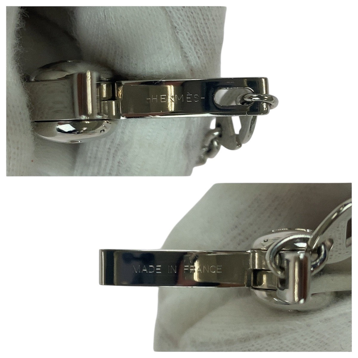 21300
HERMES Silver Metal Key Ring Bag Charm Glove Holder for Women A