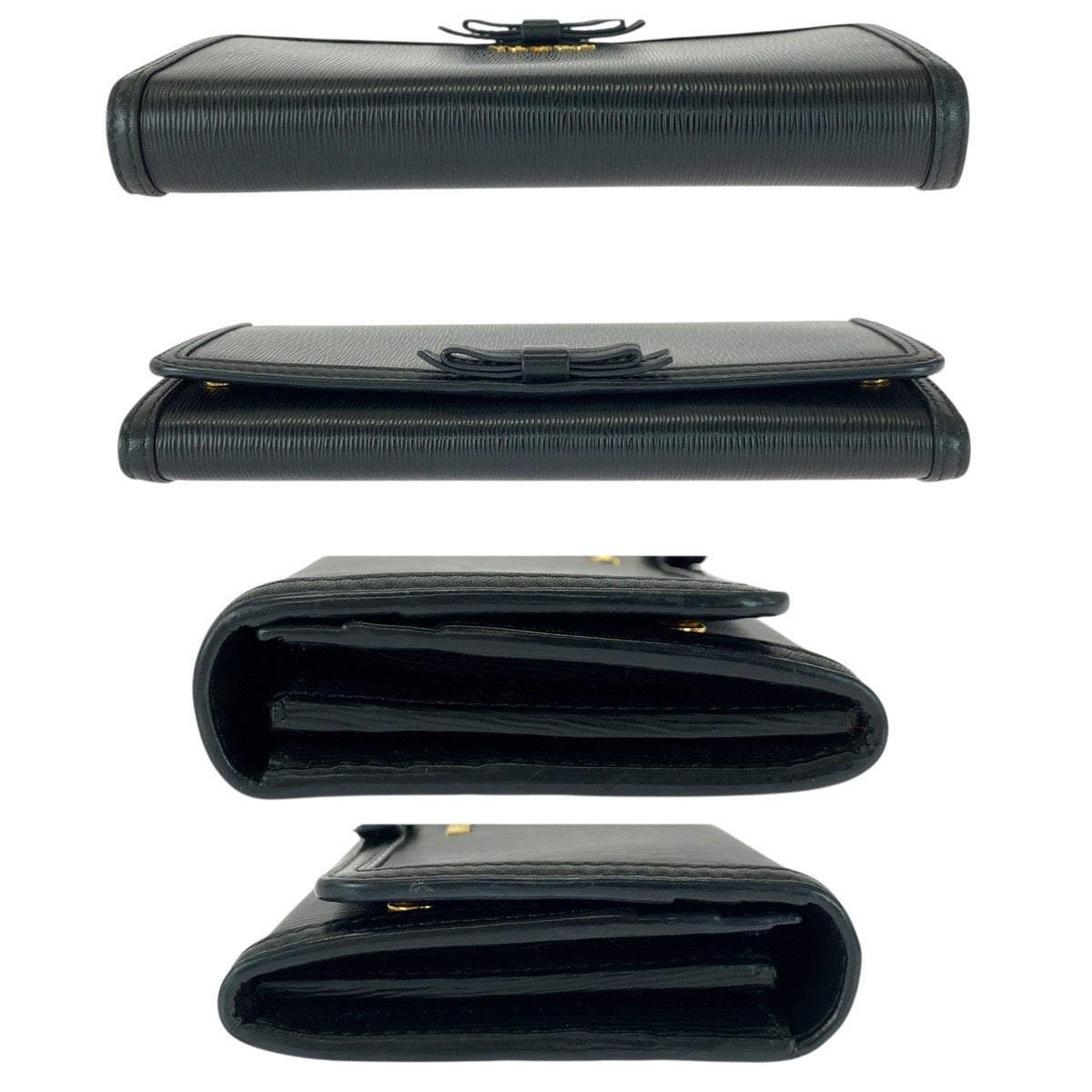 21306
PRADA プラダ ブラック 黒 ゴールド金具 レザー 長財布 ロングウォレット レディース A23