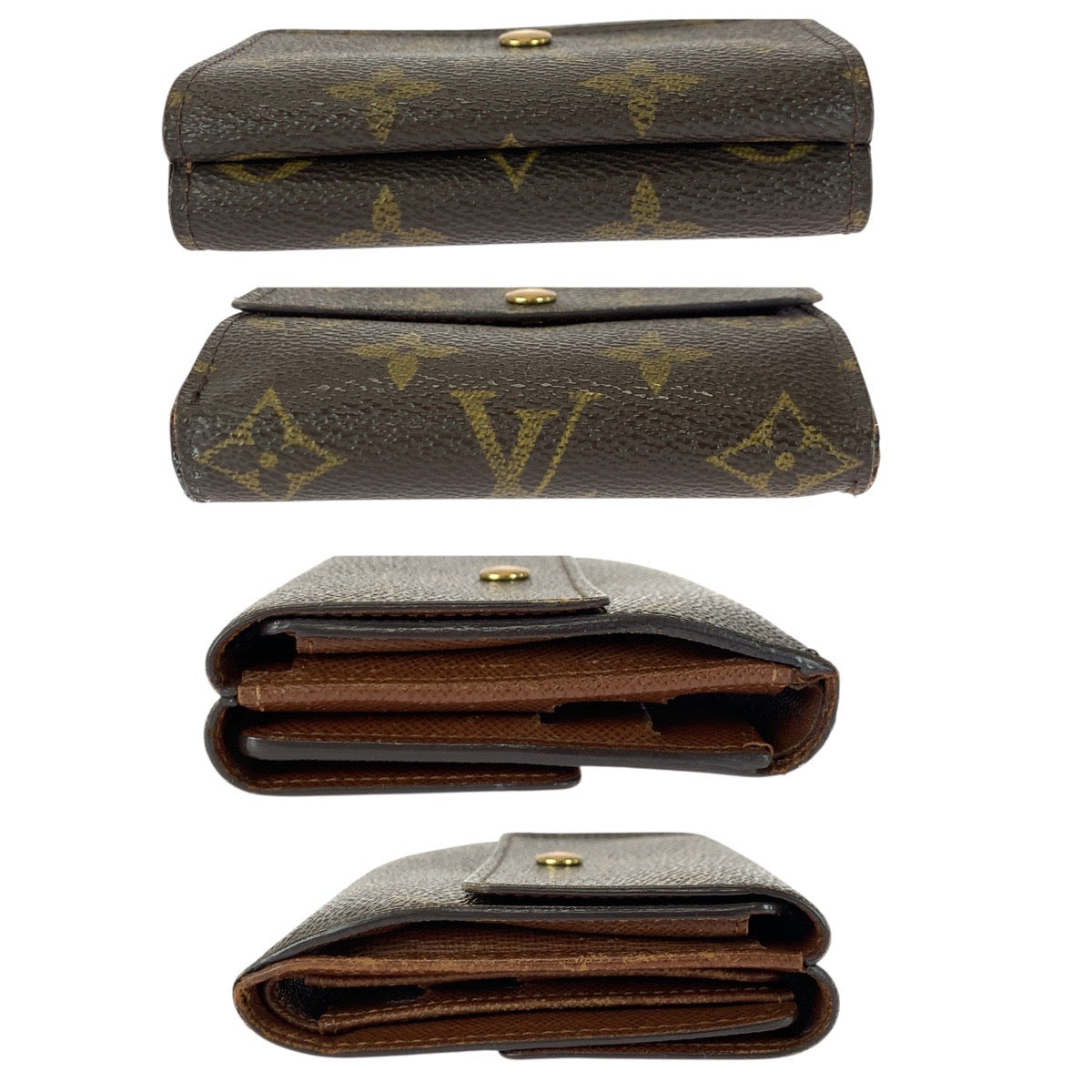 21308
LOUIS VUITTON Monogram Portomone Bifold Card Credit Brown Gold Hardware PVC M61652 Bifold Wallet Compact Wallet Ladies AB17